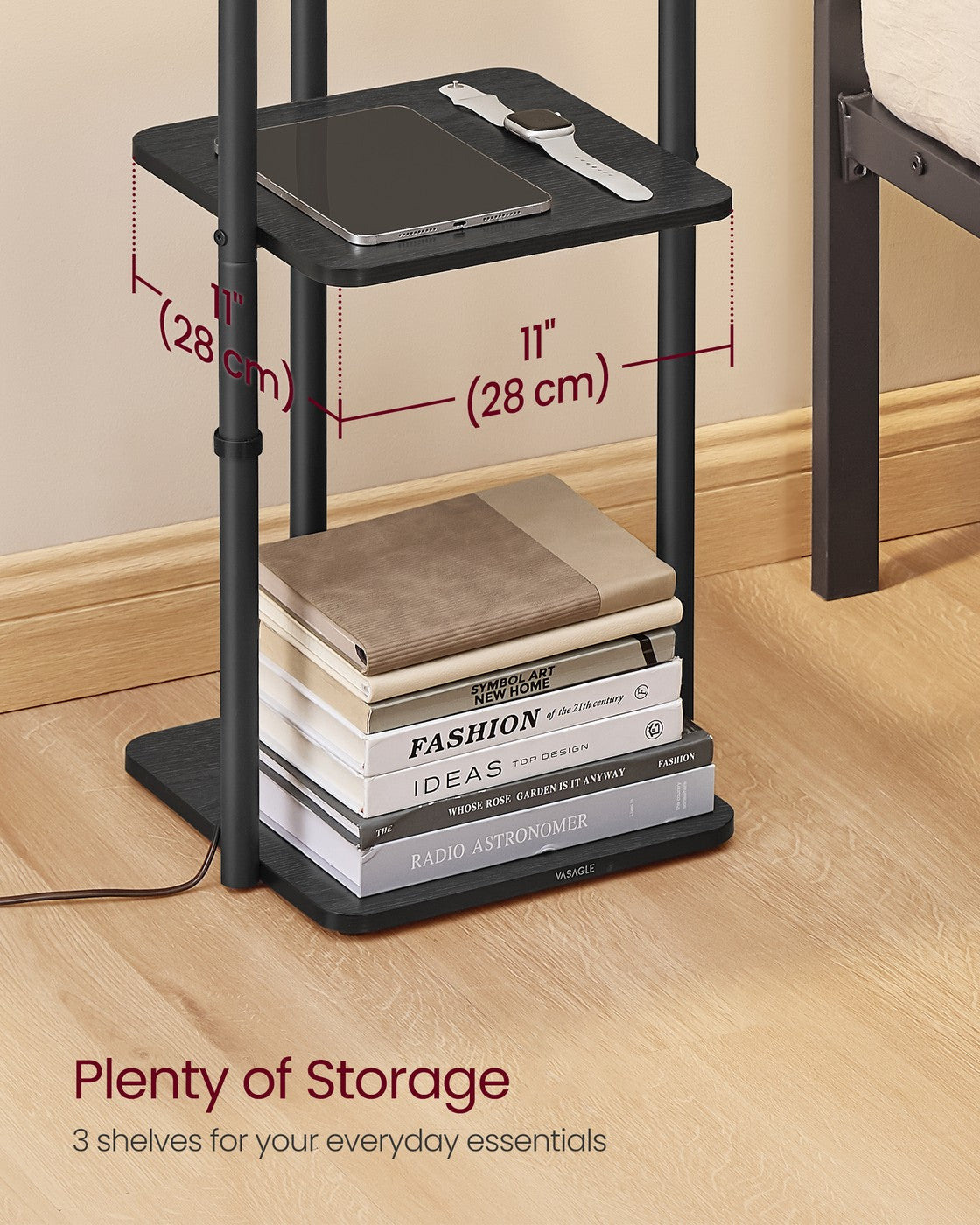 Floor Lamp with 3 Shelves - 9L - Particleboard - LED Bulb