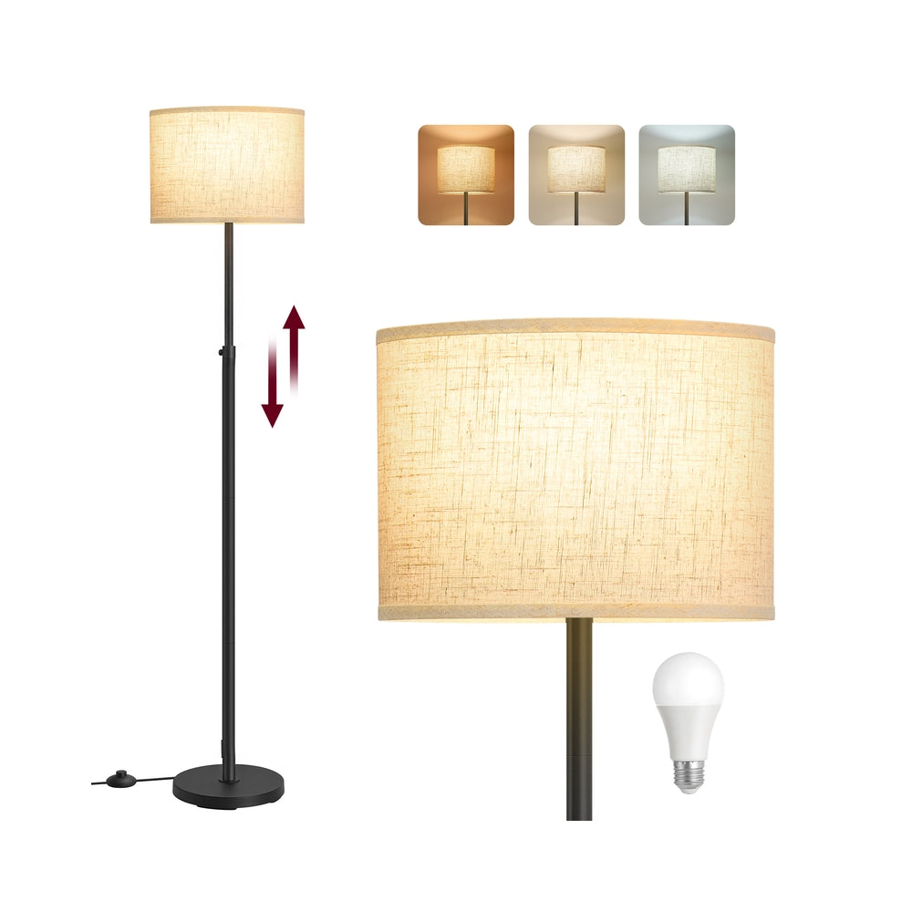 Floor Lamp for Living Room - Steel and Cement - Ink Black