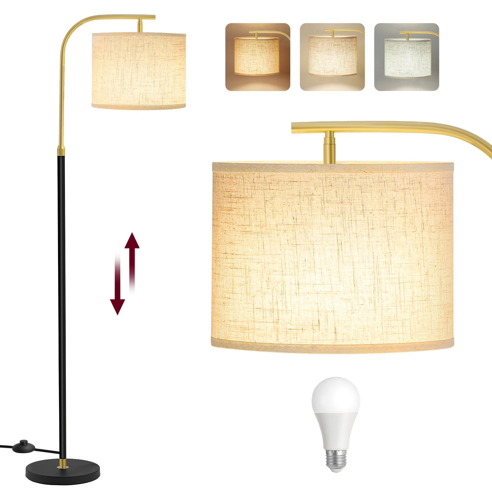 Modern Arc Standing Lamp - Steel and Cement - Ink Black