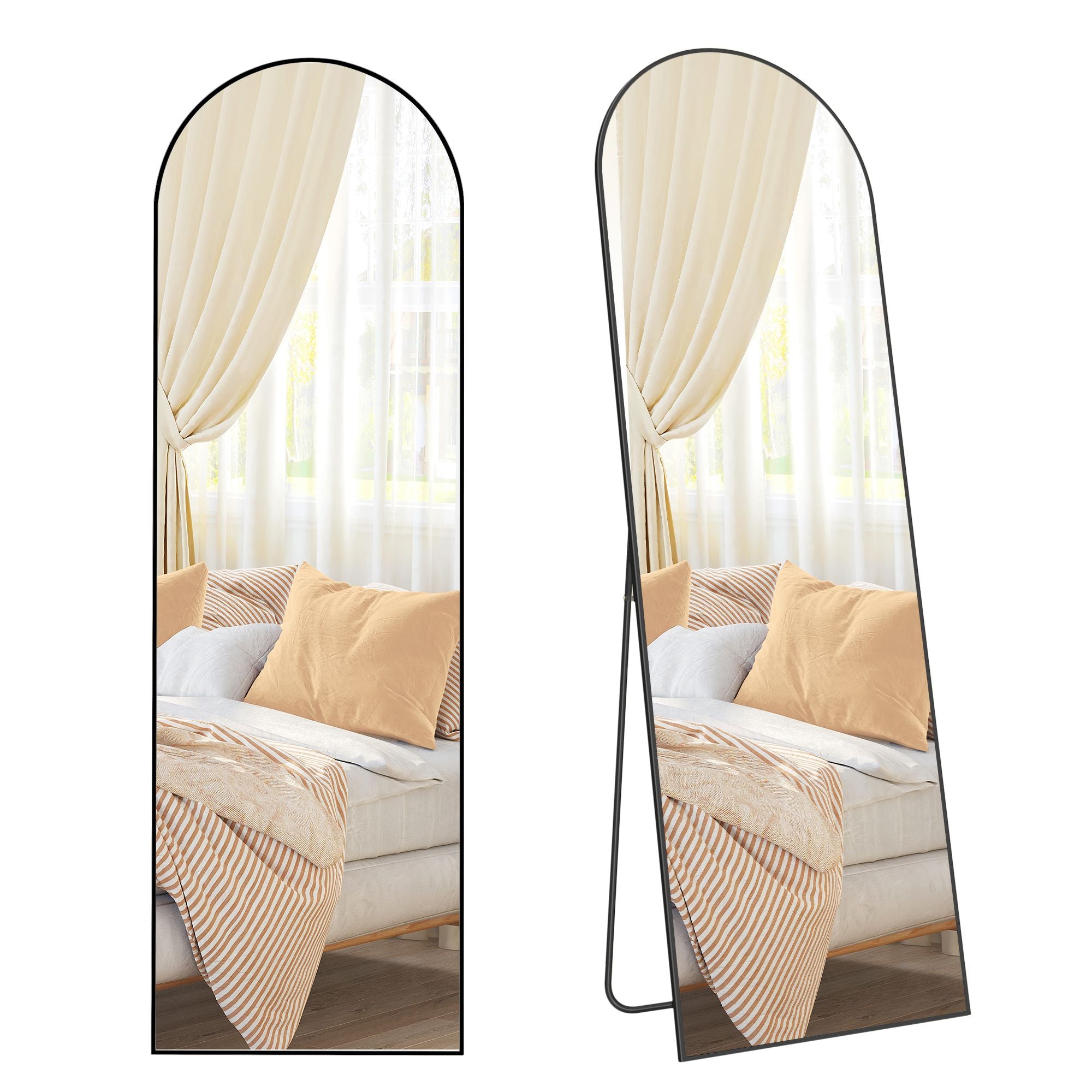 Hollywood Mirror - With Dimmable LED Lights - Matte Black - 160 x 50 x 1.3 cm