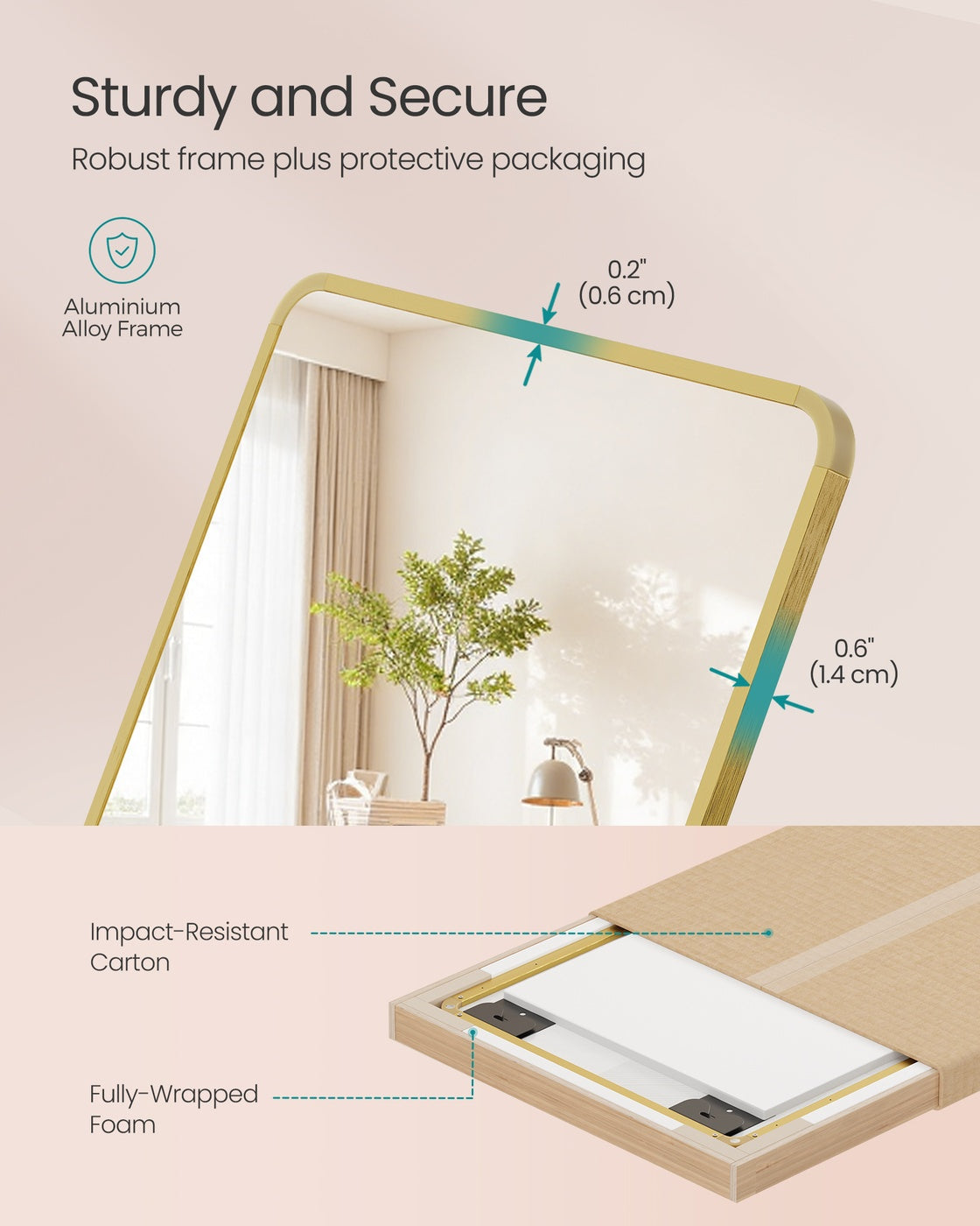 Full Length Mirror - Tempered Glass - Ink Black - Over the Door or Wall Mounted