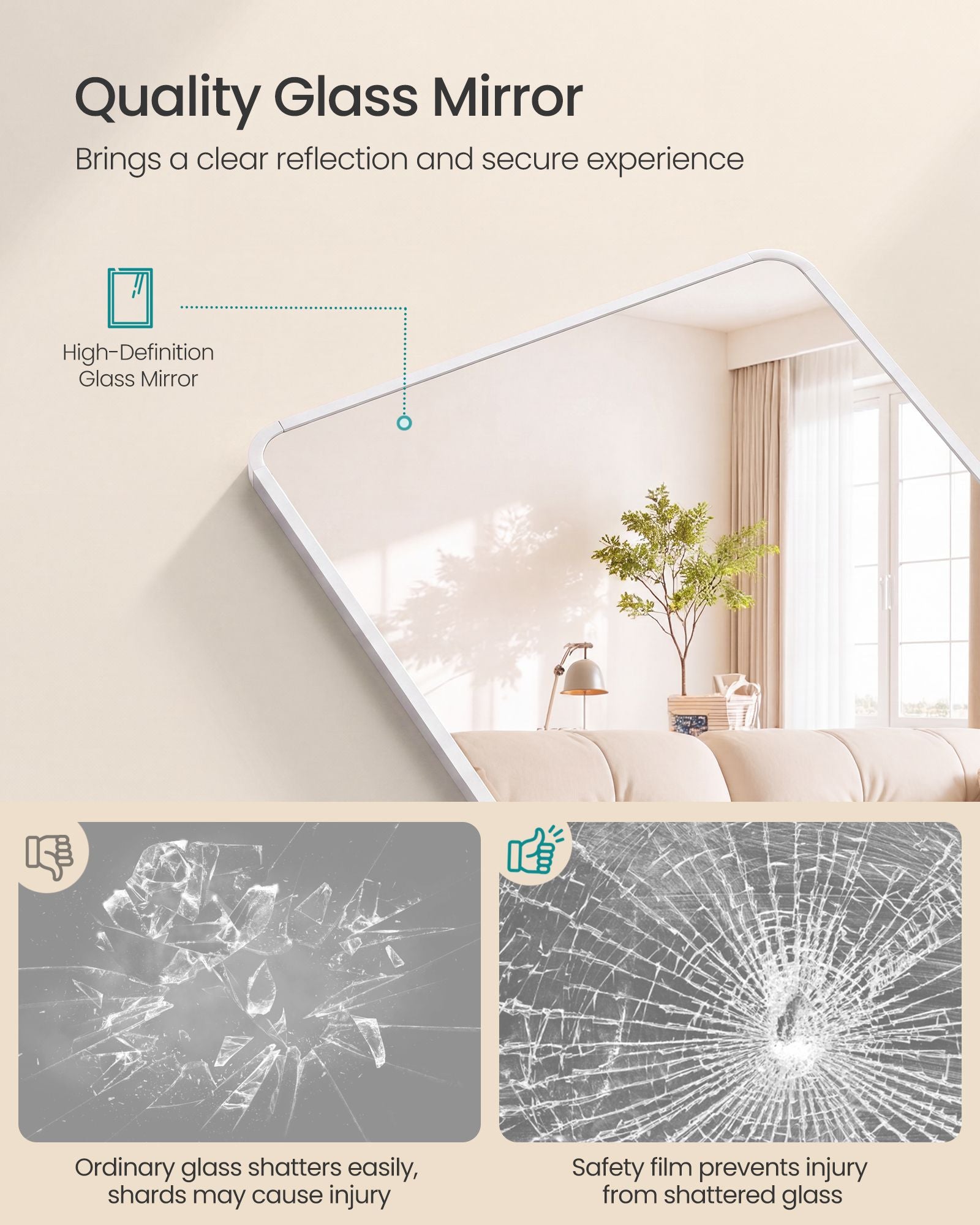Hollywood Mirror - With Dimmable LED Lights - Matte White - 120 x 40 cm