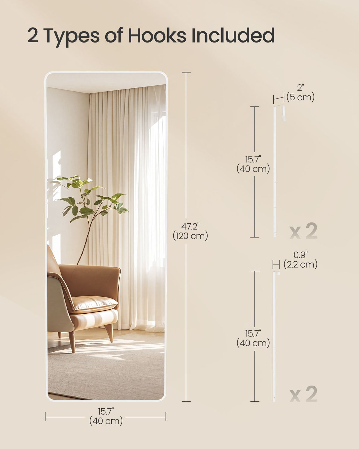 Hollywood Mirror - With Dimmable LED Lights - Matte White - 120 x 40 cm