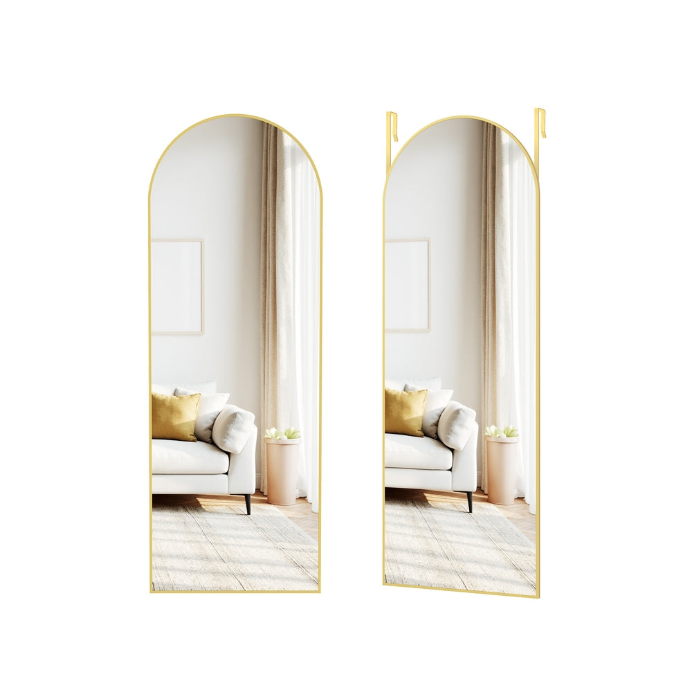Arched Full Body Mirror - Tempered Glass - Ink Black - Wall Mounted or Over the Door