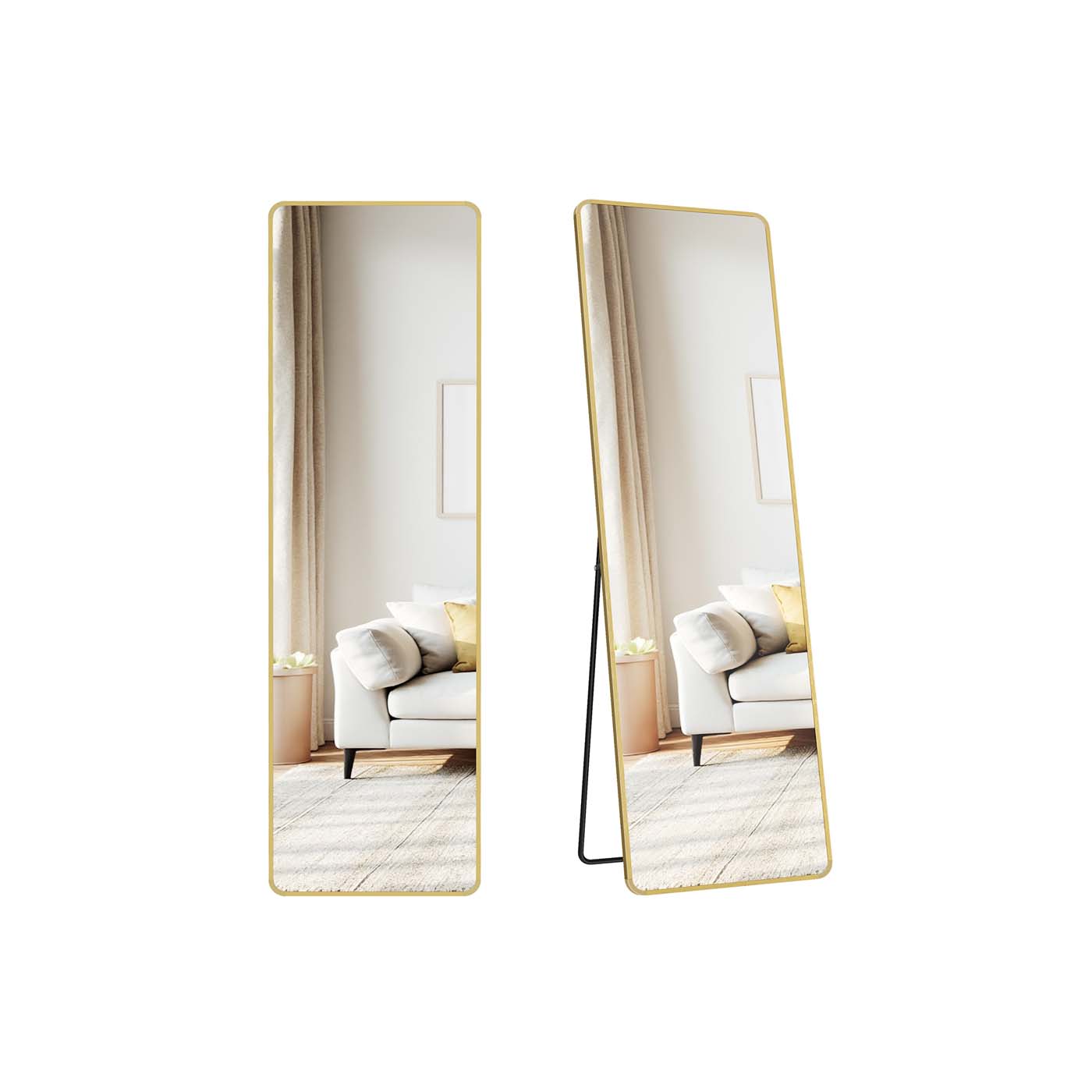 Full Length Mirror - Aluminium Alloy Frame - Ink Black - Freestanding Design