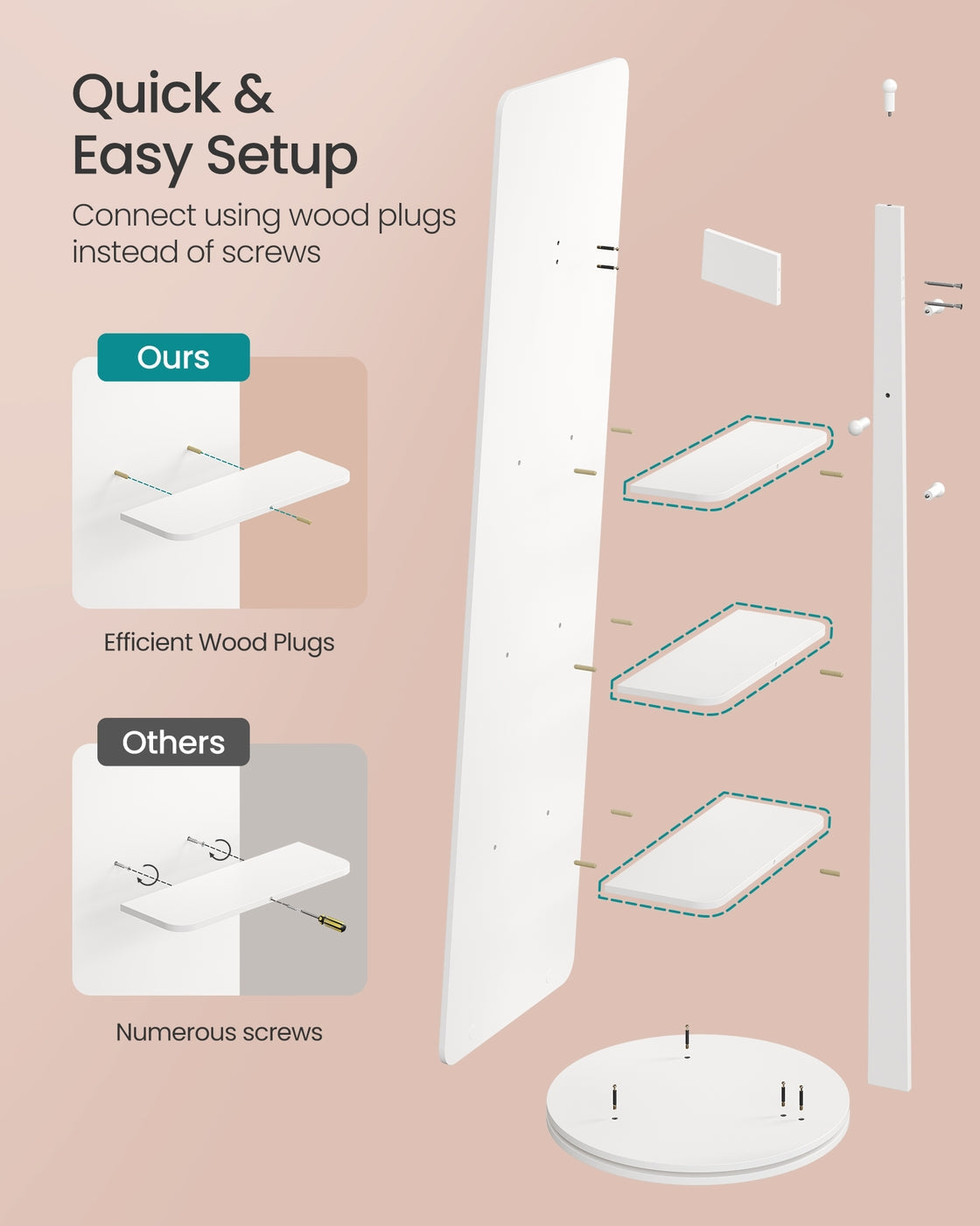 Standing Full Body Mirror - 64" - Tempered Glass - 360° Rotatable