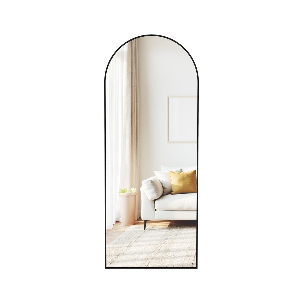 Arched Full Body Mirror - Aluminium Alloy - Ink Black - Tempered Glass with Stand