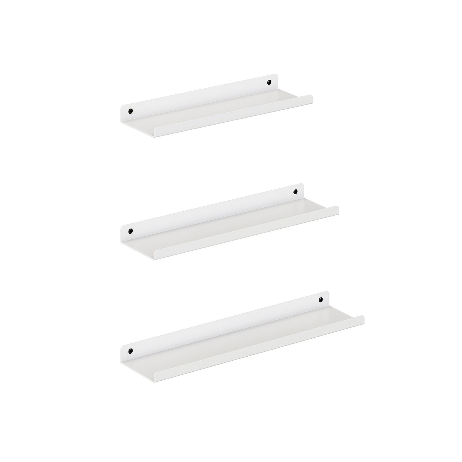 Set of 3 Floating Ledge Shelves - Metal - White