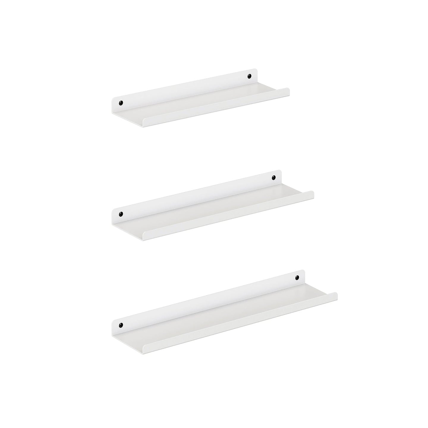 Set of 3 Floating Ledge Shelves - Metal - White
