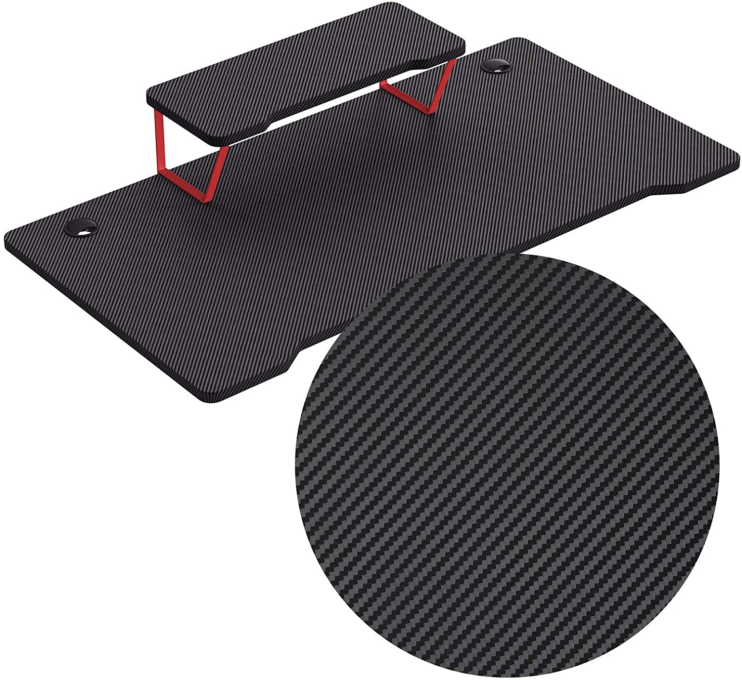 Gaming Desk - Steel - Black and Red - Multifunctional with Monitor Stand