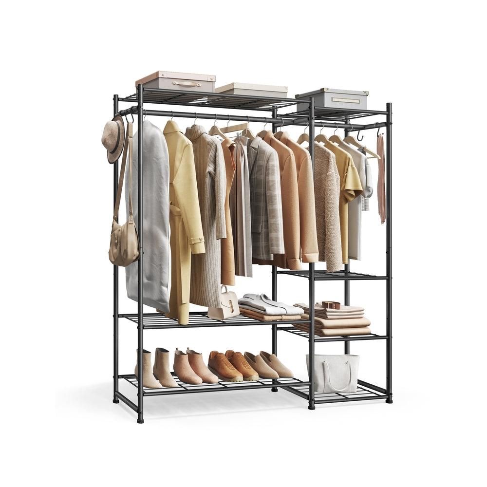 Open Wardrobe Clothing Rack - 7 Shelves - Steel - 2 Clothes Rails