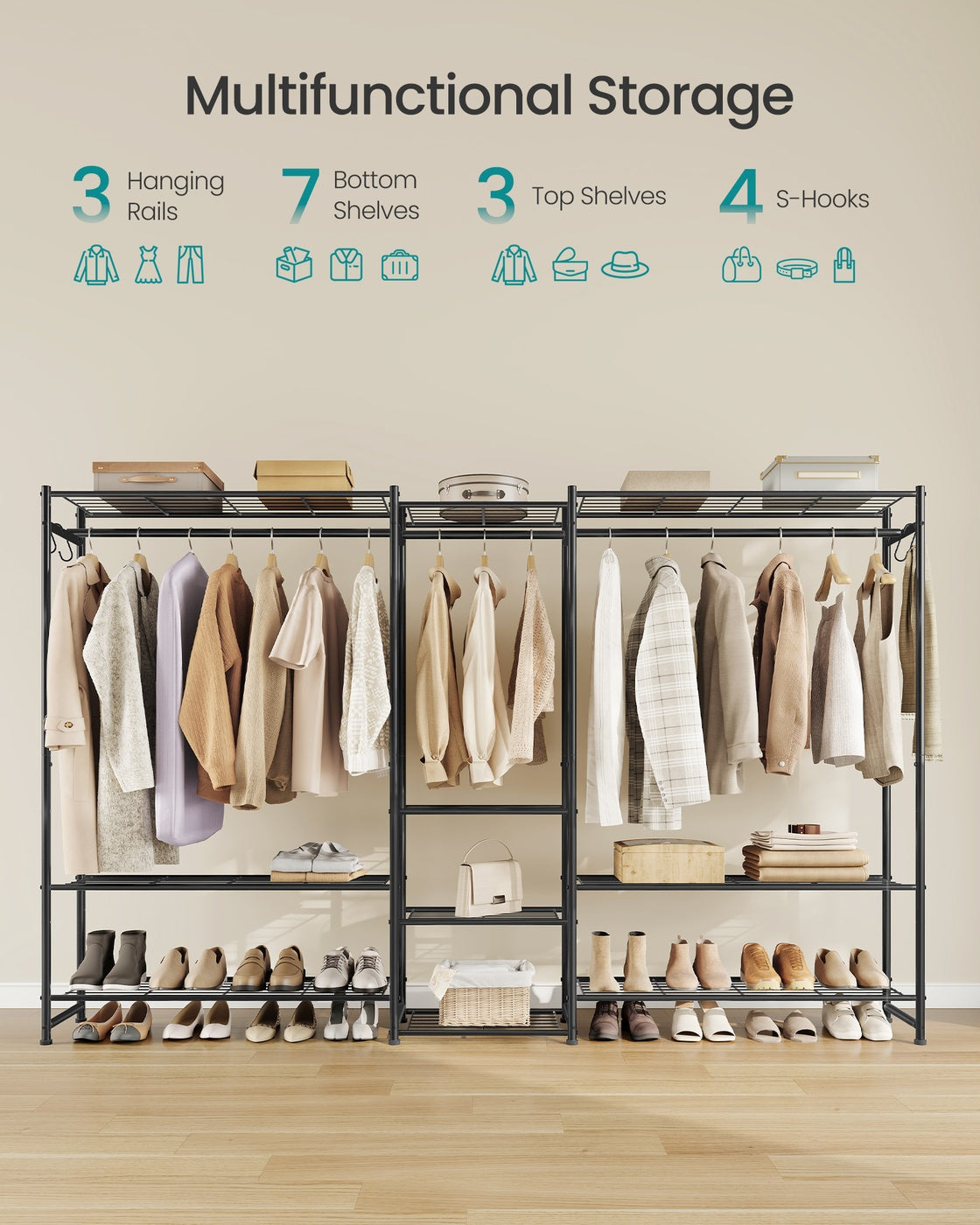 Open Wardrobe Clothing Rack - 30L - Steel - 10 Shelves