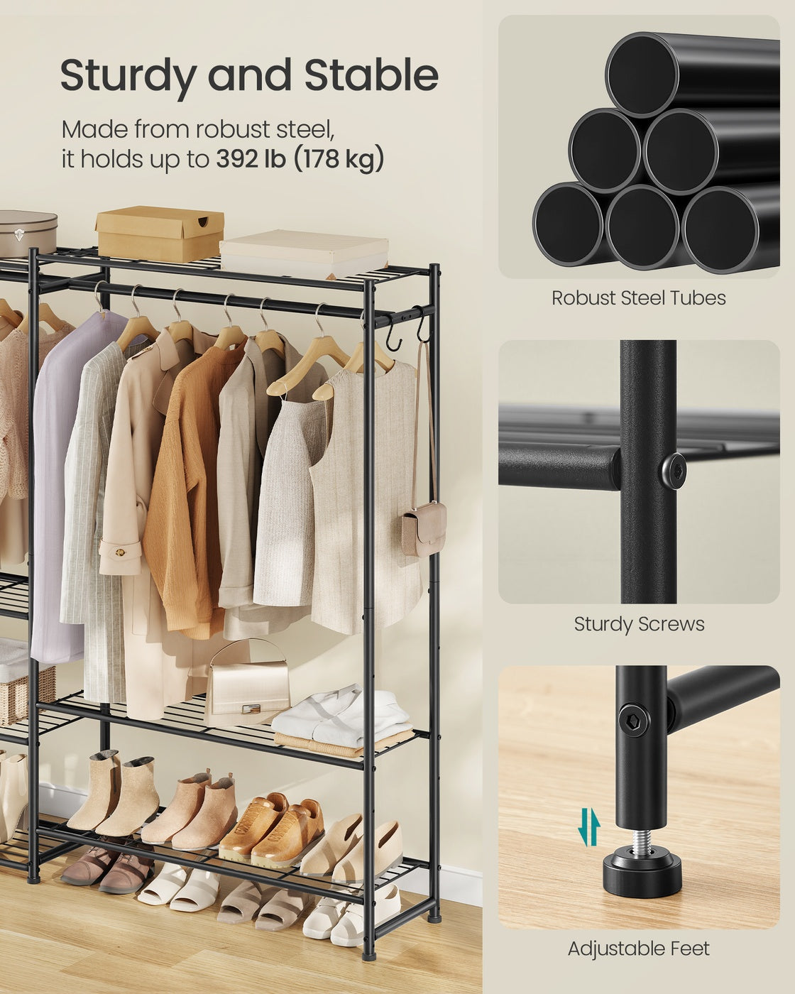 Open Wardrobe Clothing Rack - 30L - Steel - 10 Shelves