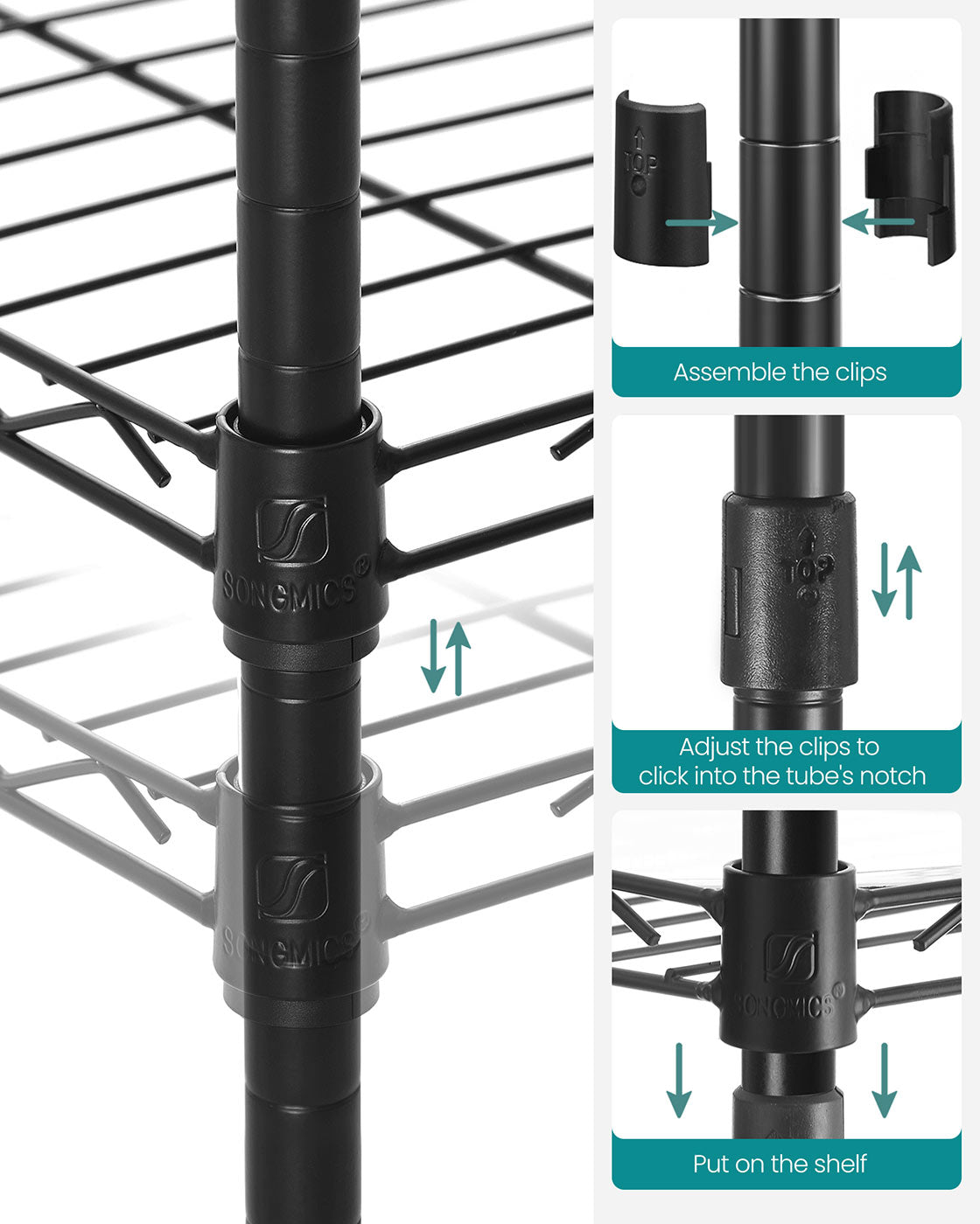 Bathroom Shelf - Metal - Black - Sturdy Design with Expandable Features and Removable Hooks