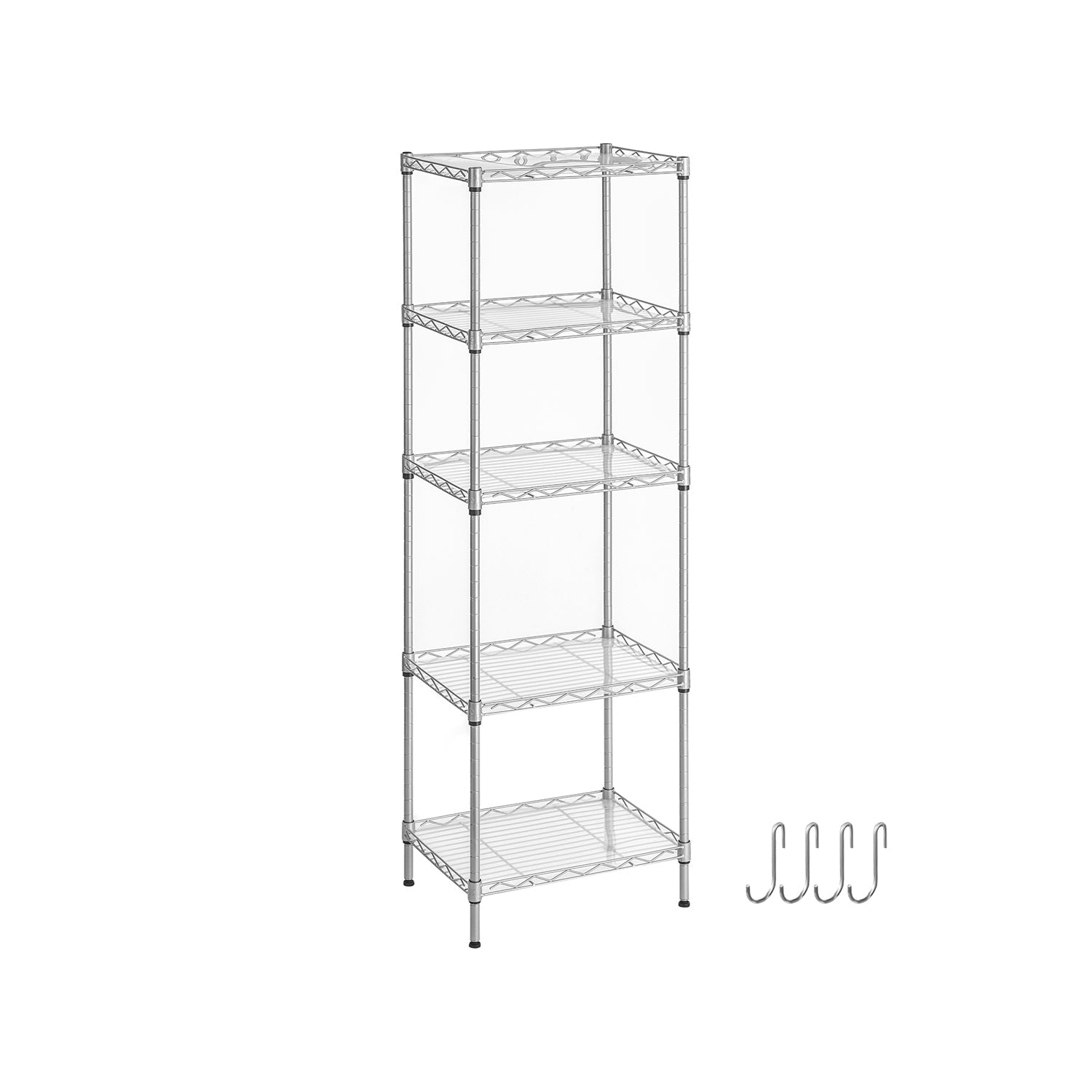 Metal Shelving Unit - Metal - Black - Adjustable Shelves with Hooks and High Load Capacity
