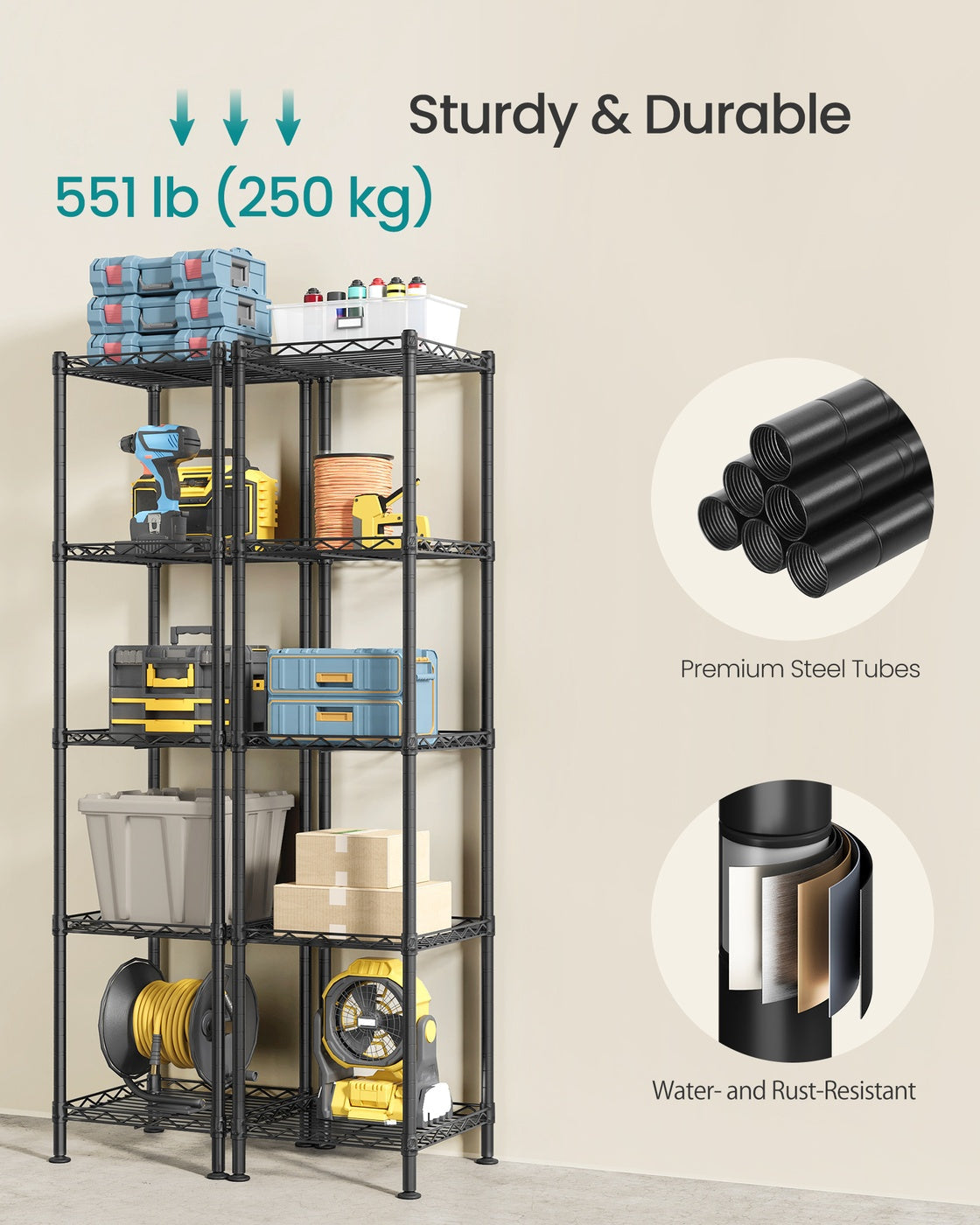 Storage Shelf - 30L - Steel - Adjustable Shelves