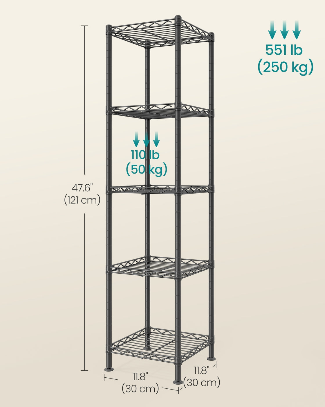 Storage Shelf - 30L - Steel - Adjustable Shelves