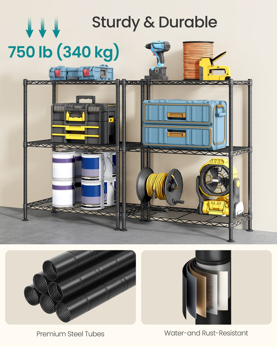 Storage Shelf - 77L - Steel - Adjustable Shelves