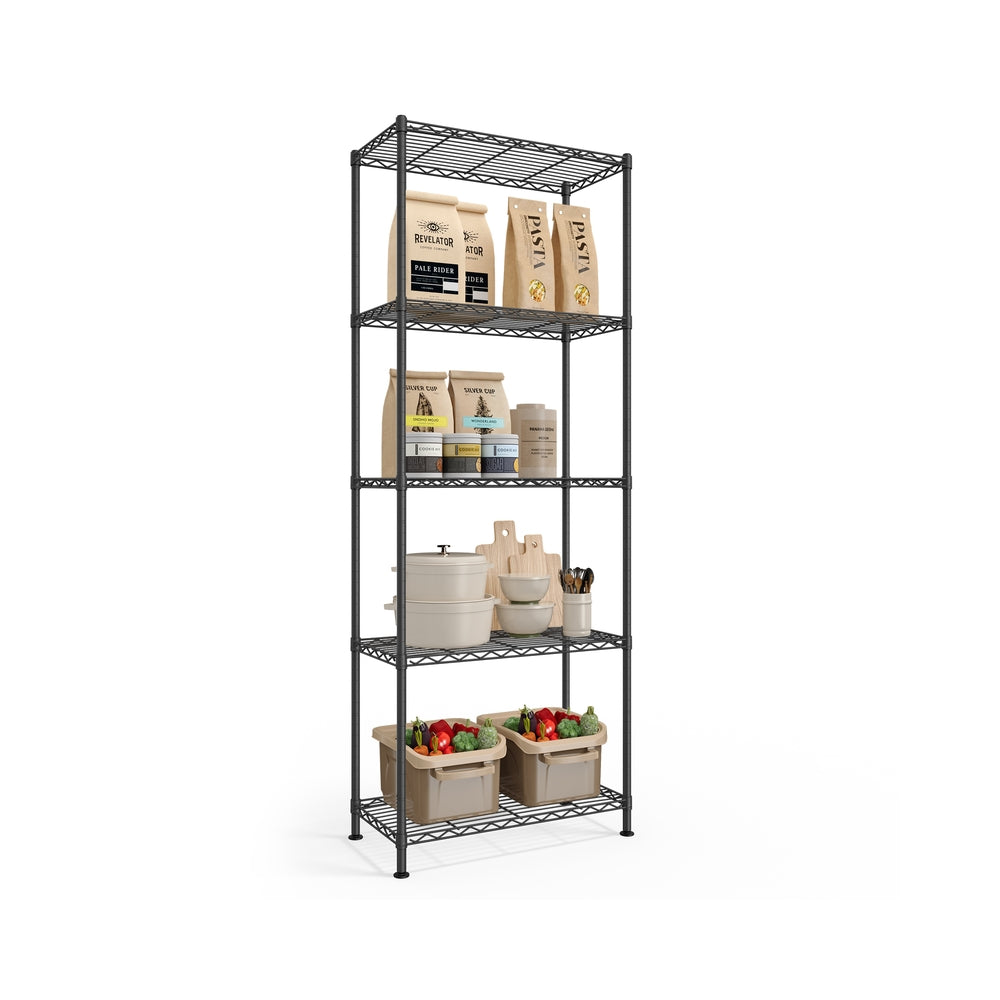 Storage Shelf Metal Garage Adjustable 5 Tier - Plastic and Steel - Ink Black