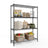 Storage Shelf Metal Garage Adjustable 4 Tier - Plastic and Steel - Ink Black