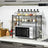 Microwave Oven Rack - Metal - Charcoal Grey - 2-Tier with Adjustable Shelves and Hooks
