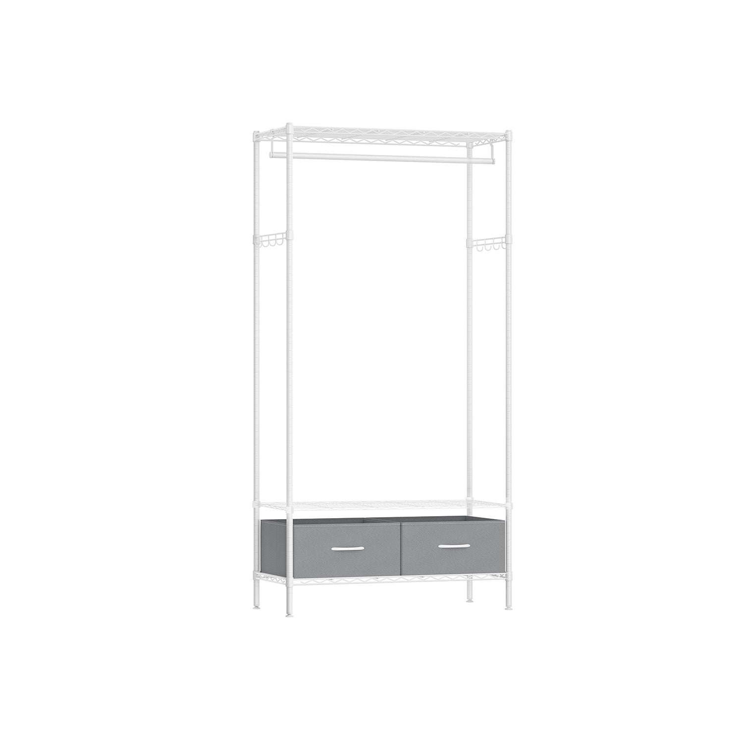 Clothes Rack - Metal - Cloud White - With Mesh Shelf and Drawers