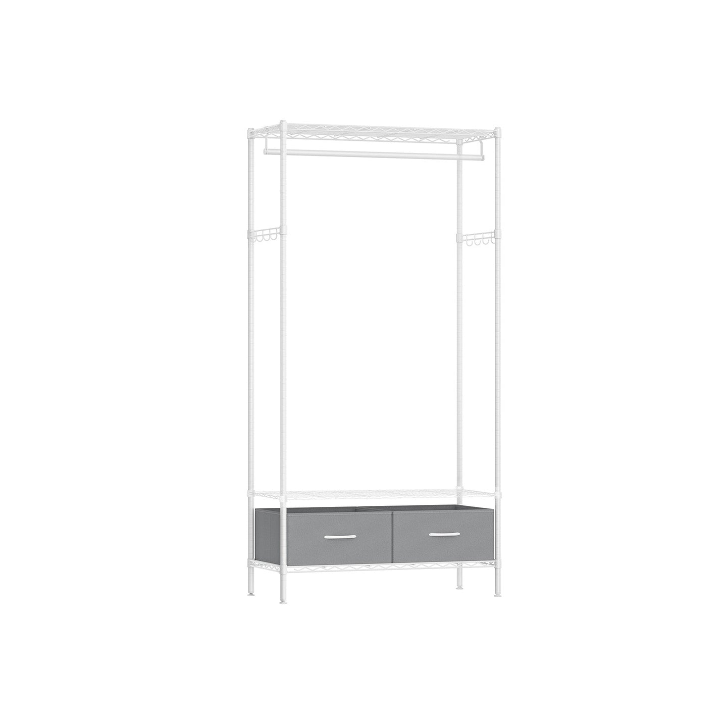 Clothes Rack - Metal - Cloud White - With Mesh Shelf and Drawers