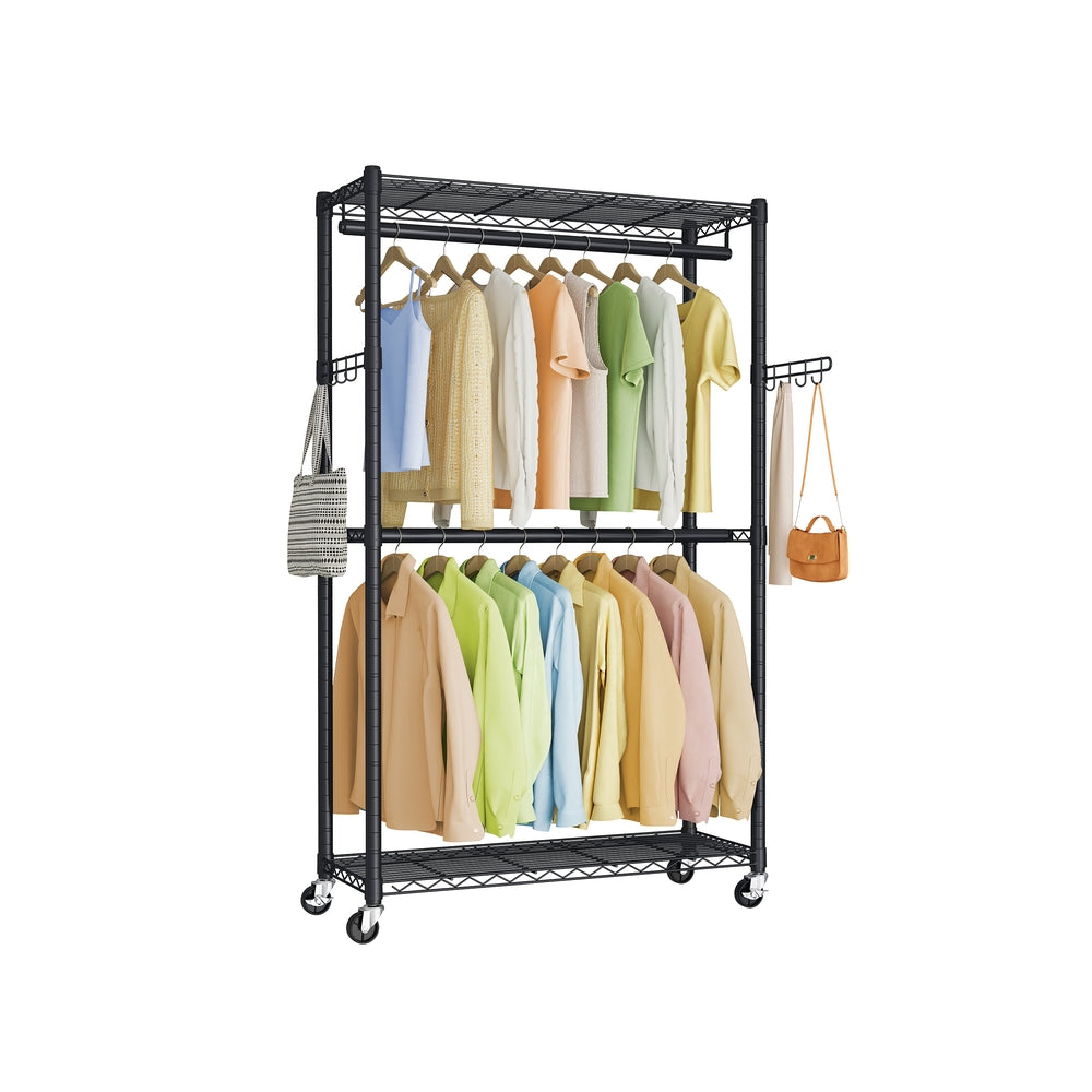 Rolling Portable Wardrobe - 199L - Steel - Adjustable Shelves