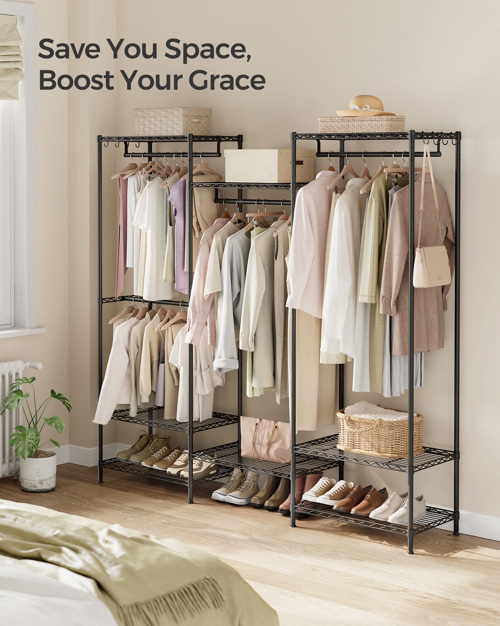 Portable Open Wardrobe - Metal - Ink Black