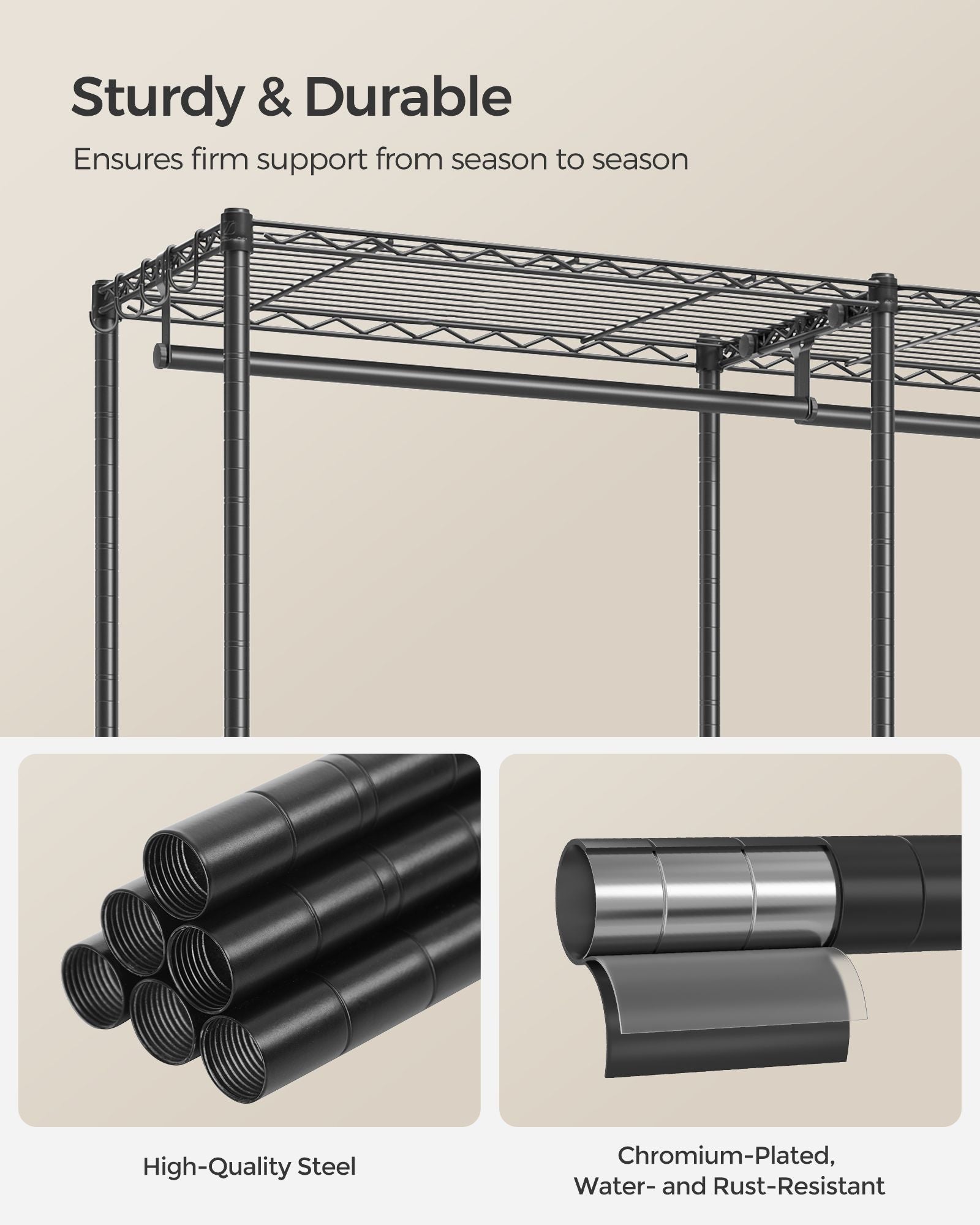 Portable Open Wardrobe - Metal - Ink Black