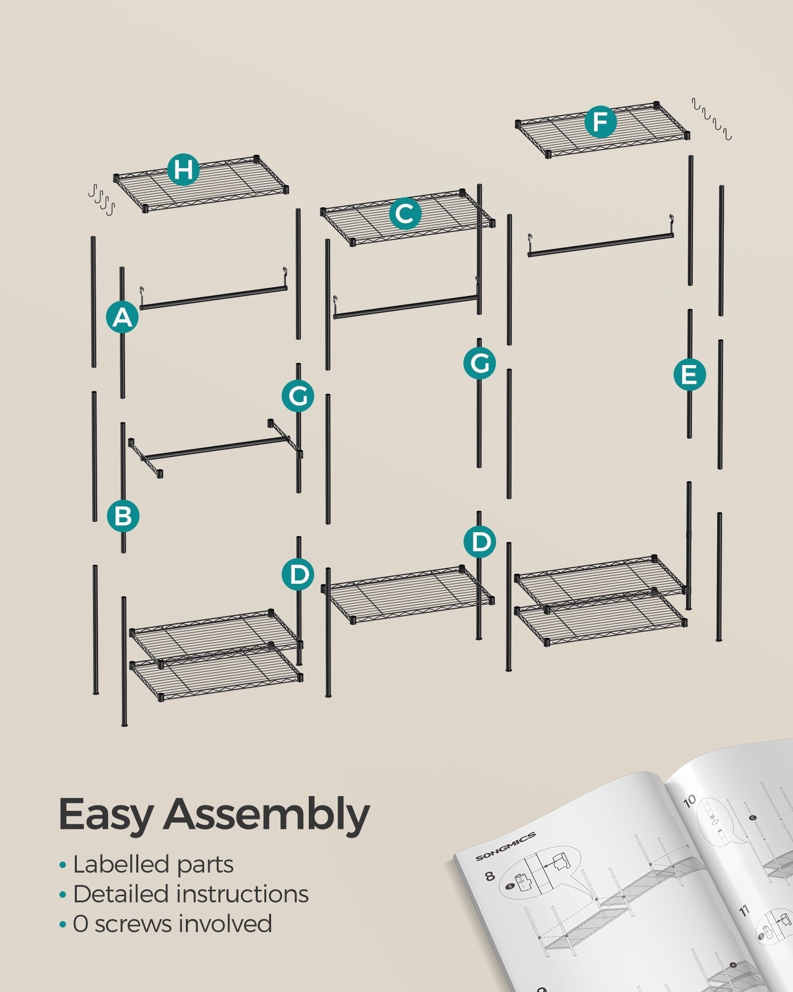 Portable Open Wardrobe - Metal - Ink Black