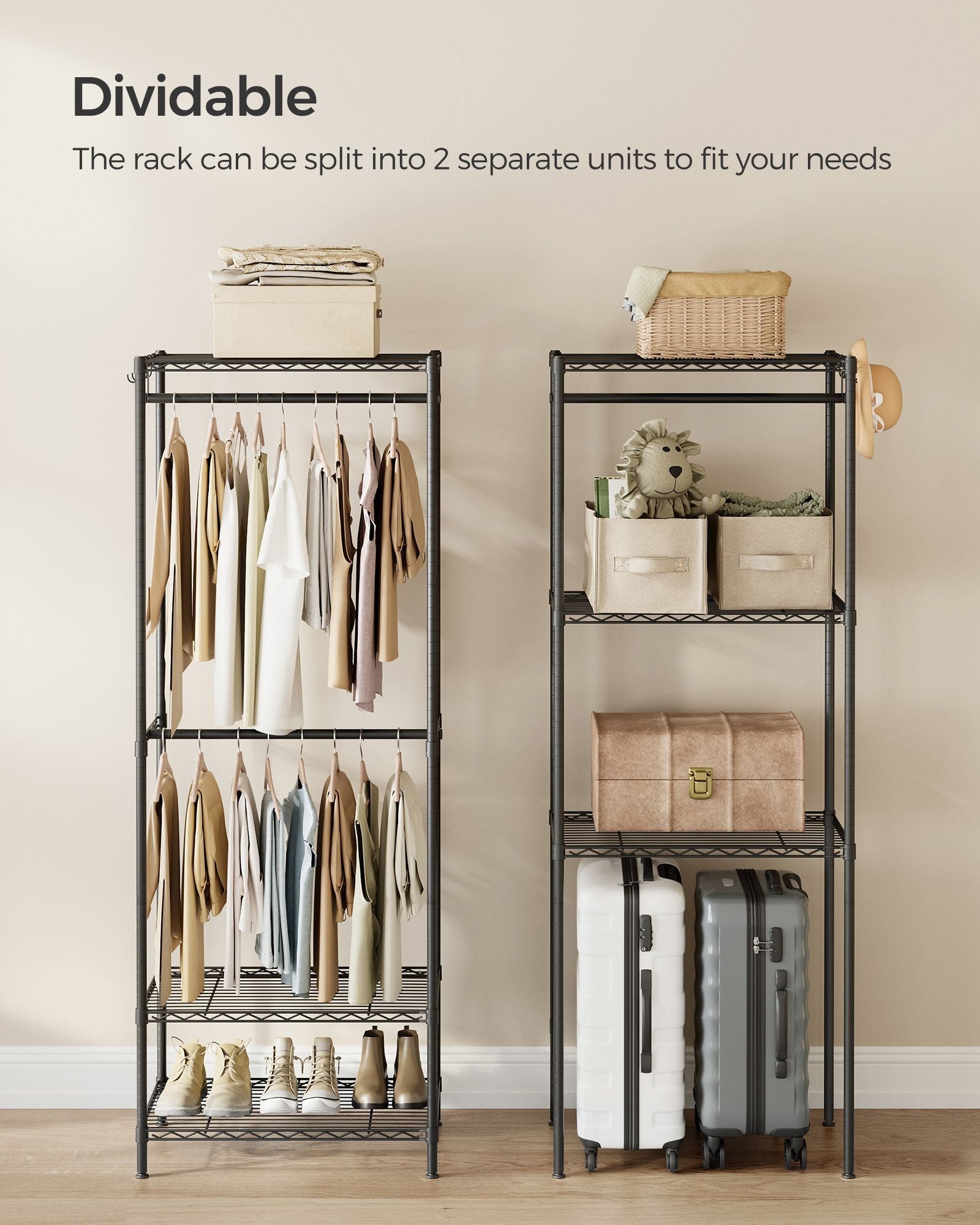 Portable Open Wardrobe - Metal - Ink Black