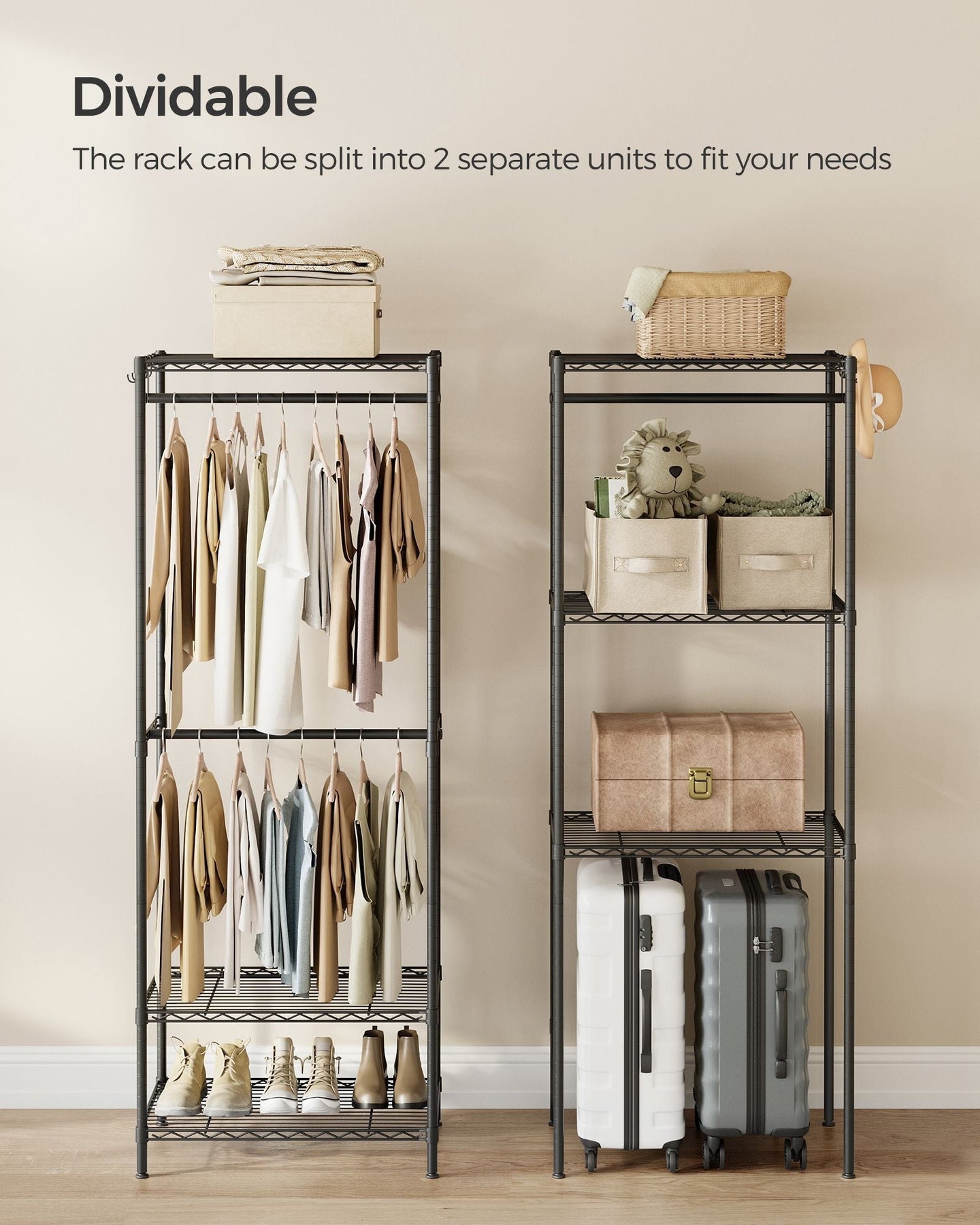 Portable Open Wardrobe - Metal - Ink Black