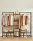 Open Wardrobe - Metal - Matt Black - Freestanding with Storage Shelves