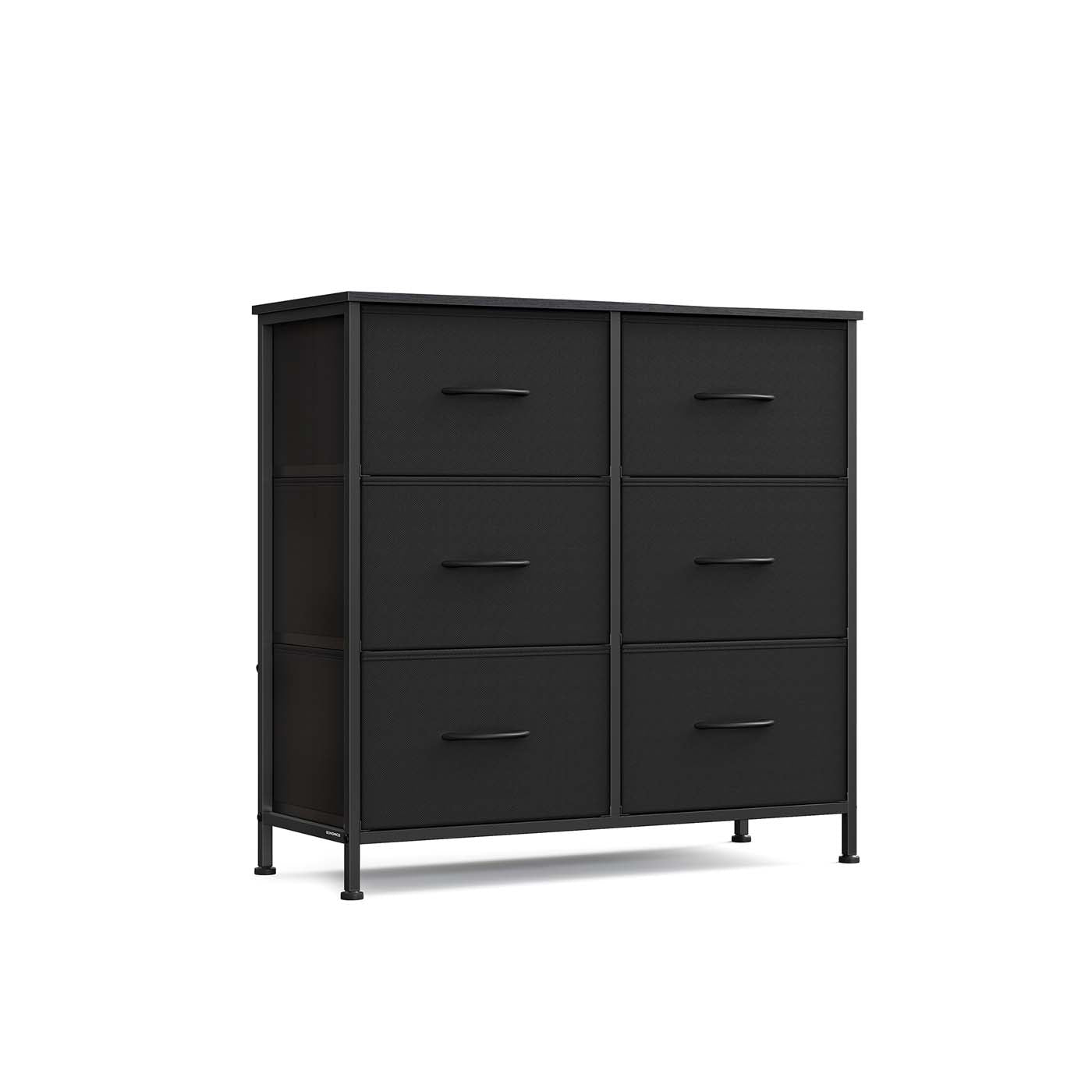 6 Drawer Chest - Steel - Ink Black & Ebony Black - Versatile Fabric Storage Unit