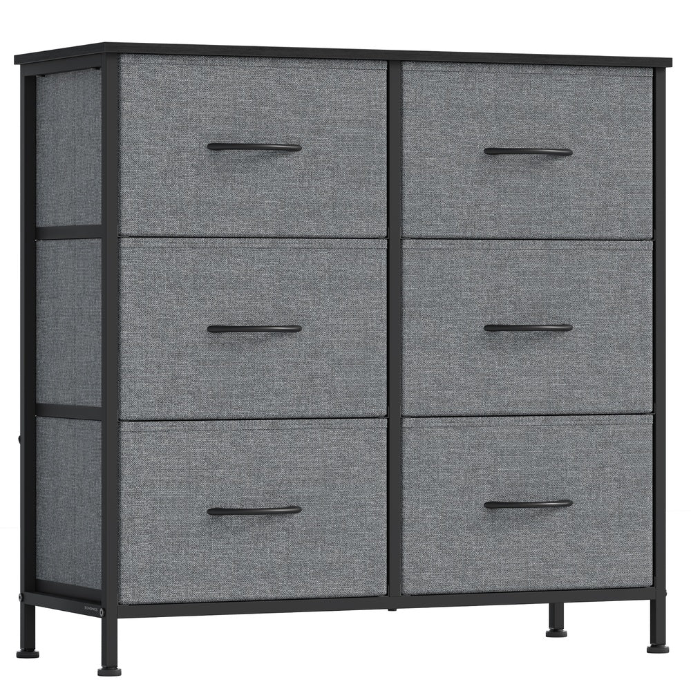 BELLAH Collection Chest of Drawers Storage Unit 6 Drawers - MDF and Wood - Slate Grey