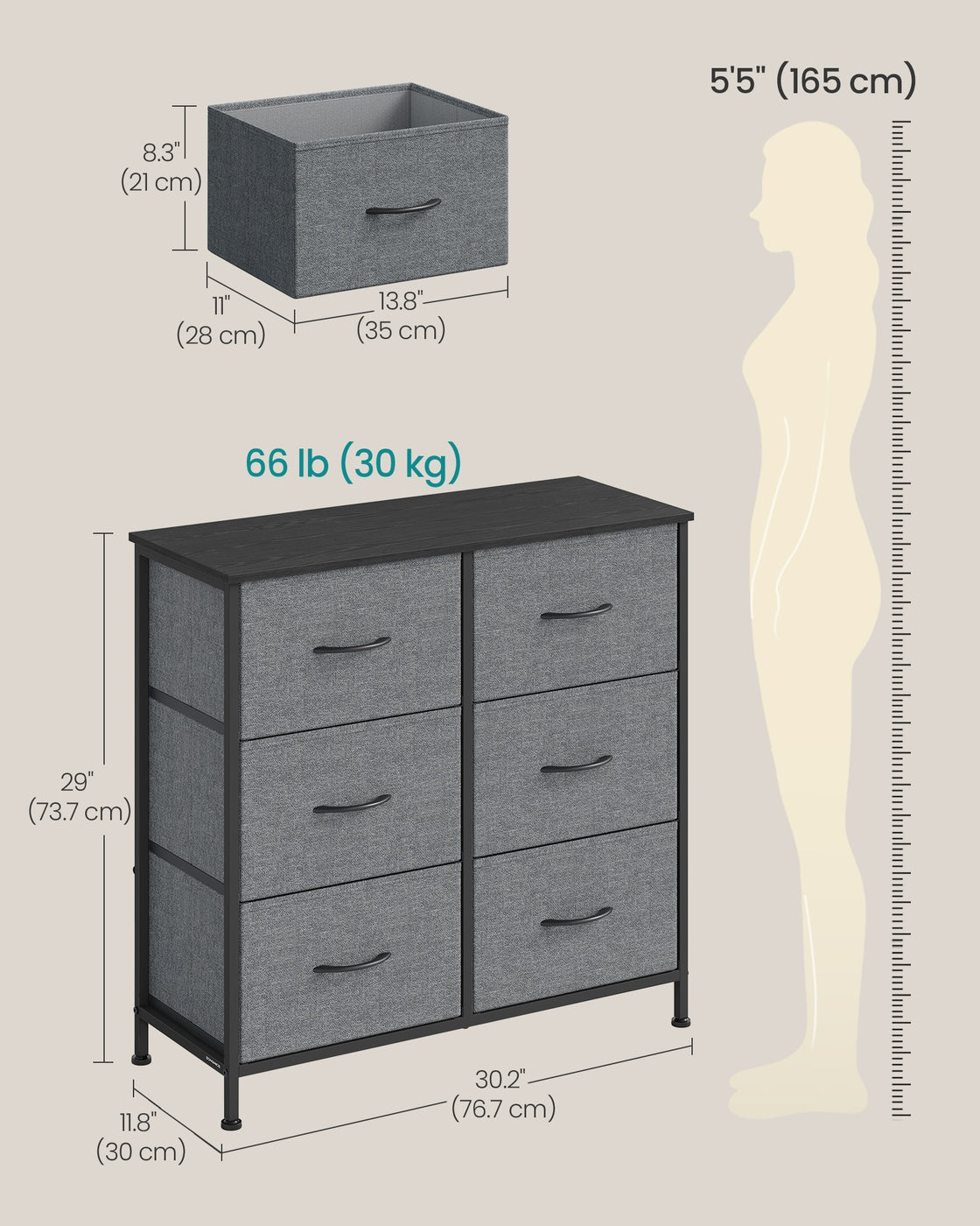 BELLAH Collection Chest of Drawers Storage Unit 6 Drawers