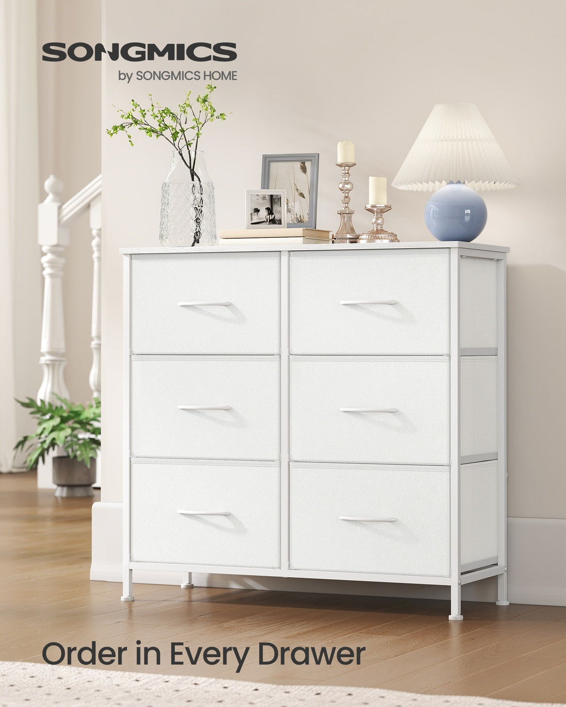 Chest of Drawers - Steel - Ink Black - Versatile 6 Fabric Drawer Storage Unit