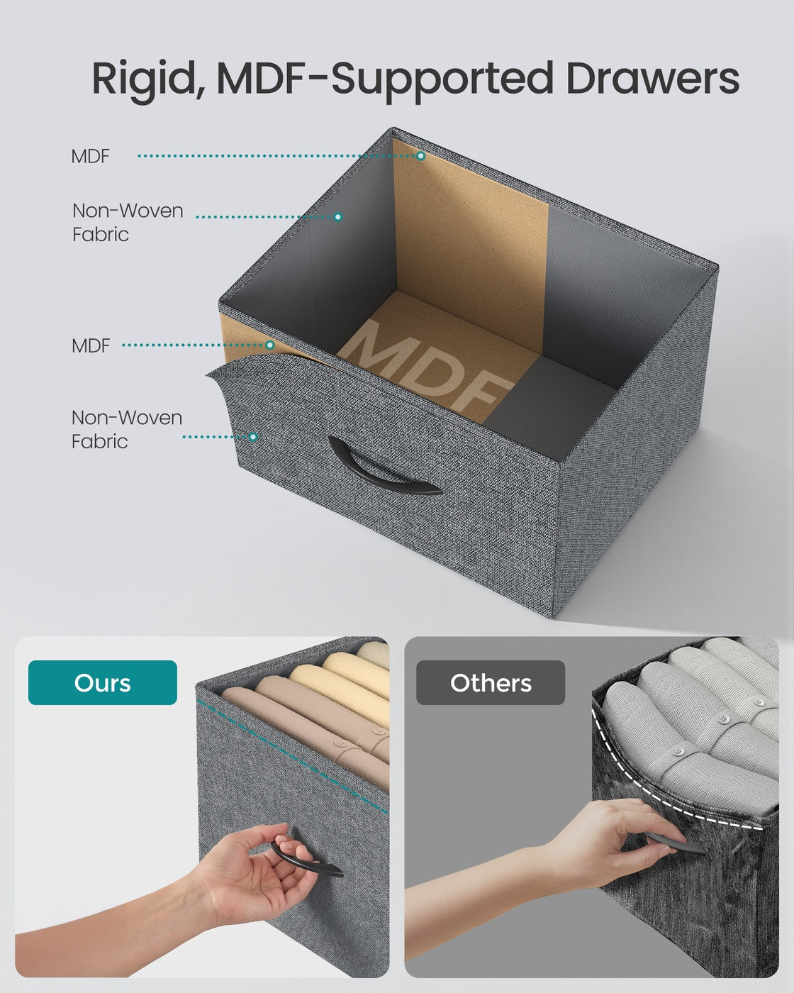 BELLAH Collection Chest of Drawers Storage Unit 8 Drawers - MDF and Wood - Slate Grey