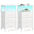 Bedside Table - With Charging Station - Set of 2 - Cloud White - 30 x 39.6 x 75.9 cm