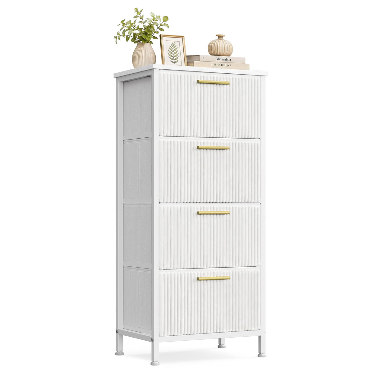 Chest of Drawers - Steel with Anti-Tip Kit - Snow White - 39.6 x 30 x 96.2 cm