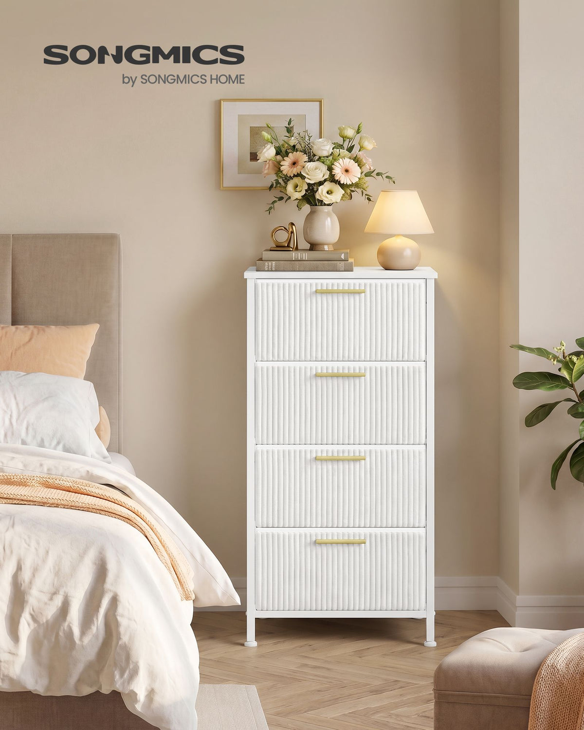 Chest of Drawers - Steel with Anti-Tip Kit - Snow White - 39.6 x 30 x 96.2 cm