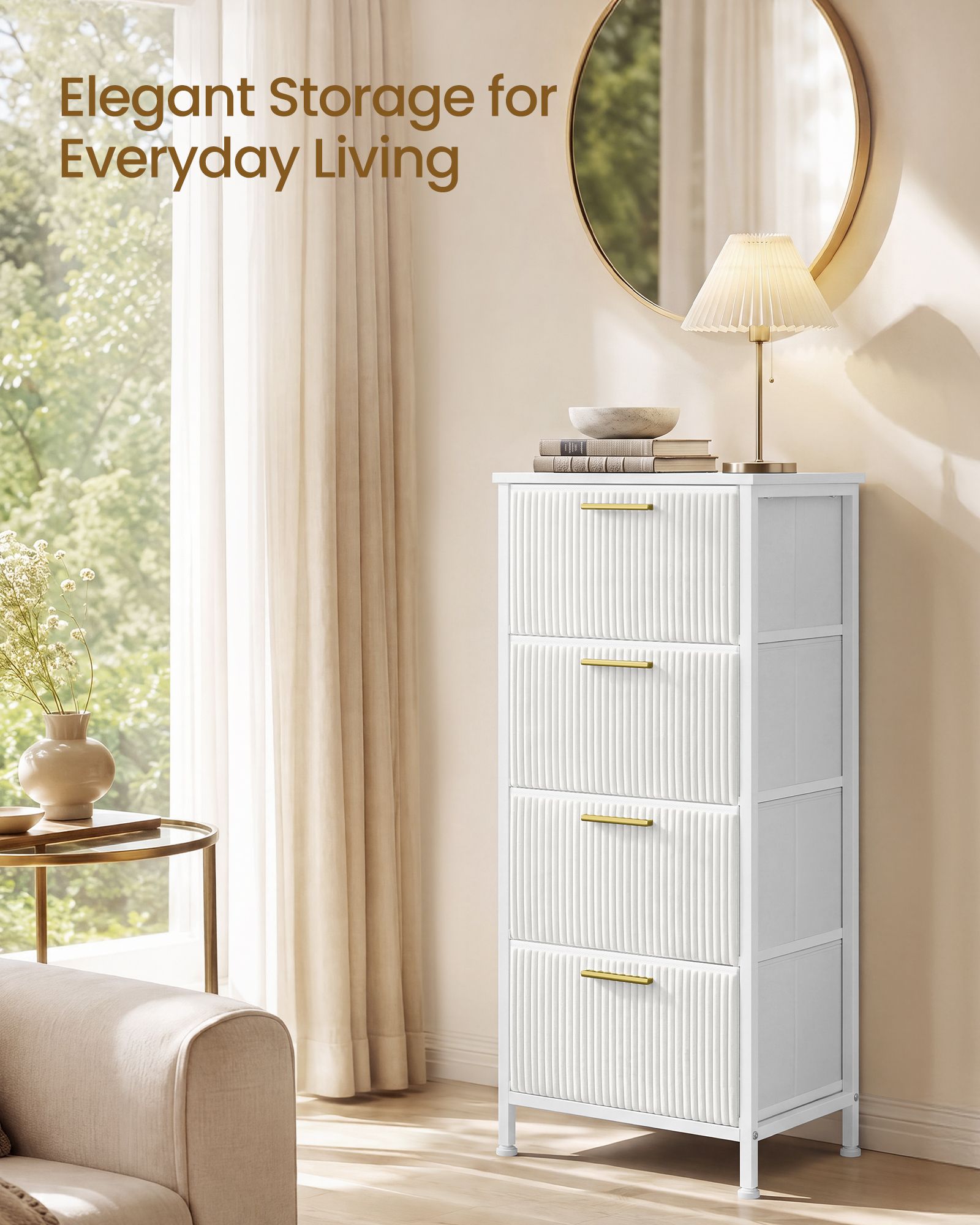 Chest of Drawers - Steel with Anti-Tip Kit - Snow White - 39.6 x 30 x 96.2 cm