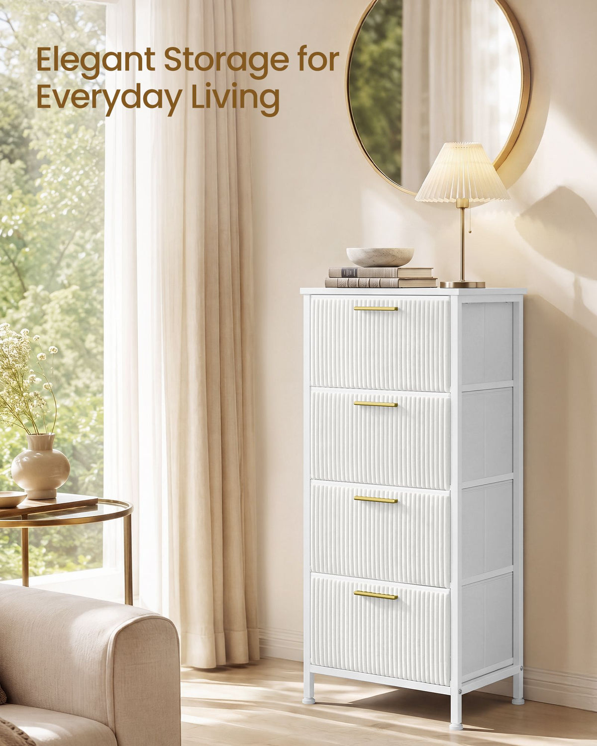 Chest of Drawers - Steel with Anti-Tip Kit - Snow White - 39.6 x 30 x 96.2 cm