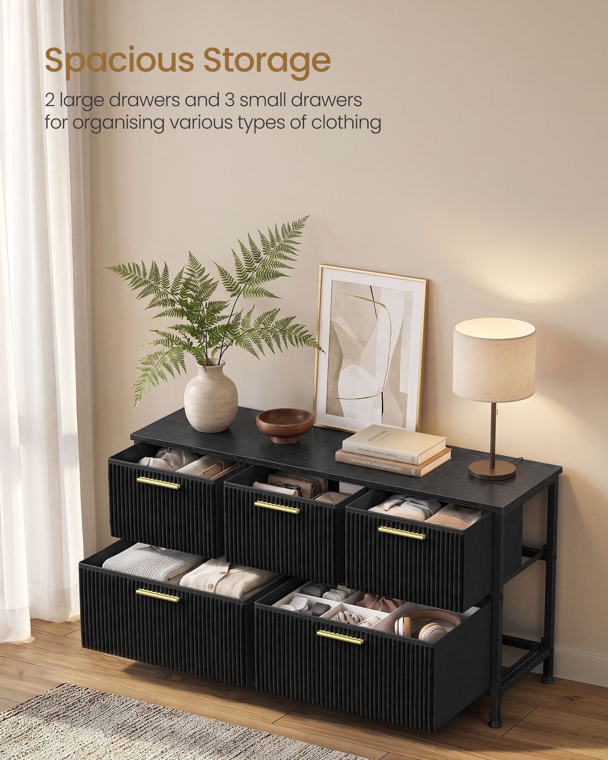 Chest of Drawers - Steel with Anti-Tip Kit - Ink Black - 98.7 x 30 x 53.2 cm