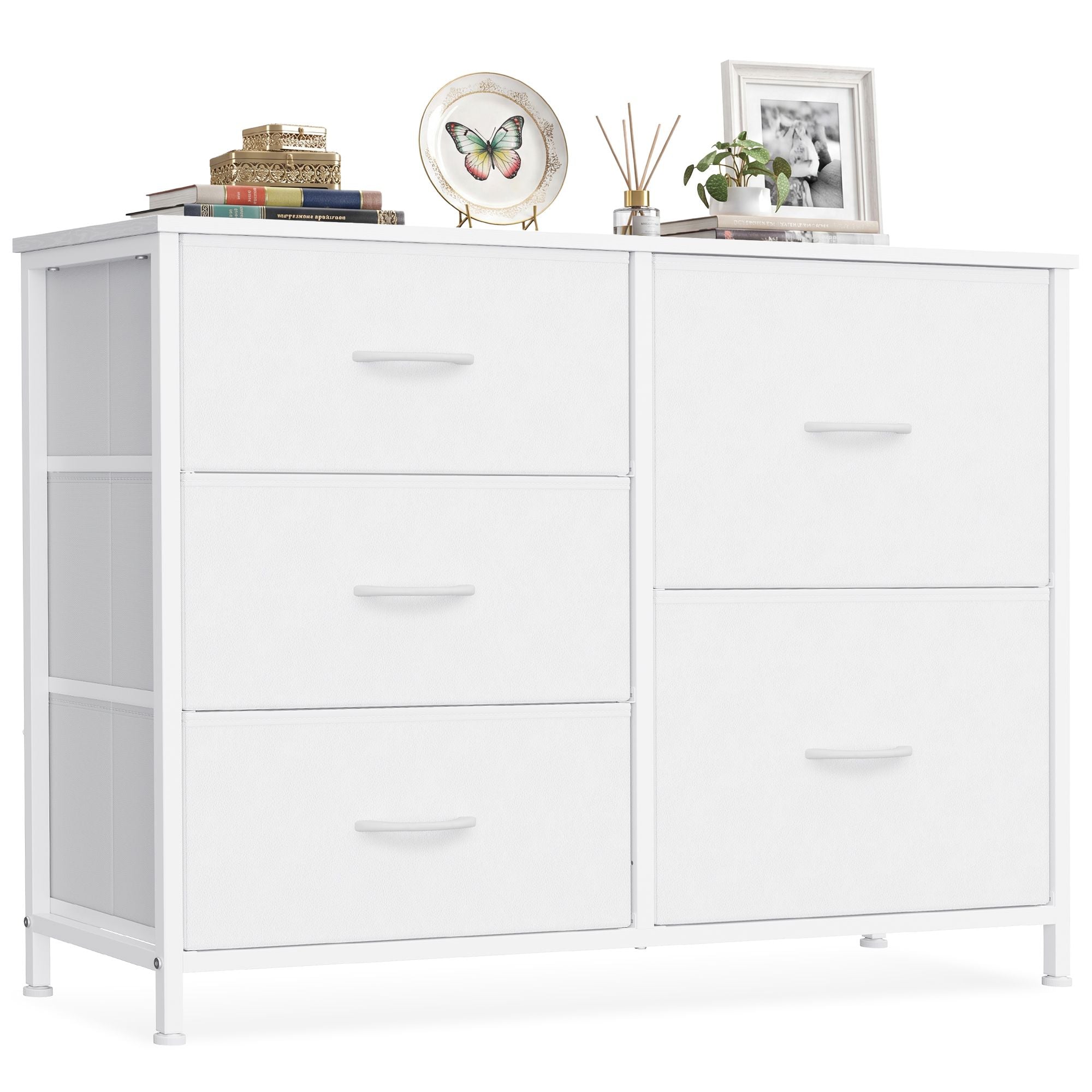 Storage Cabinet - With Doors and Adjustable Shelves - Cloud White - 98.7 x 30 x 74.7 cm