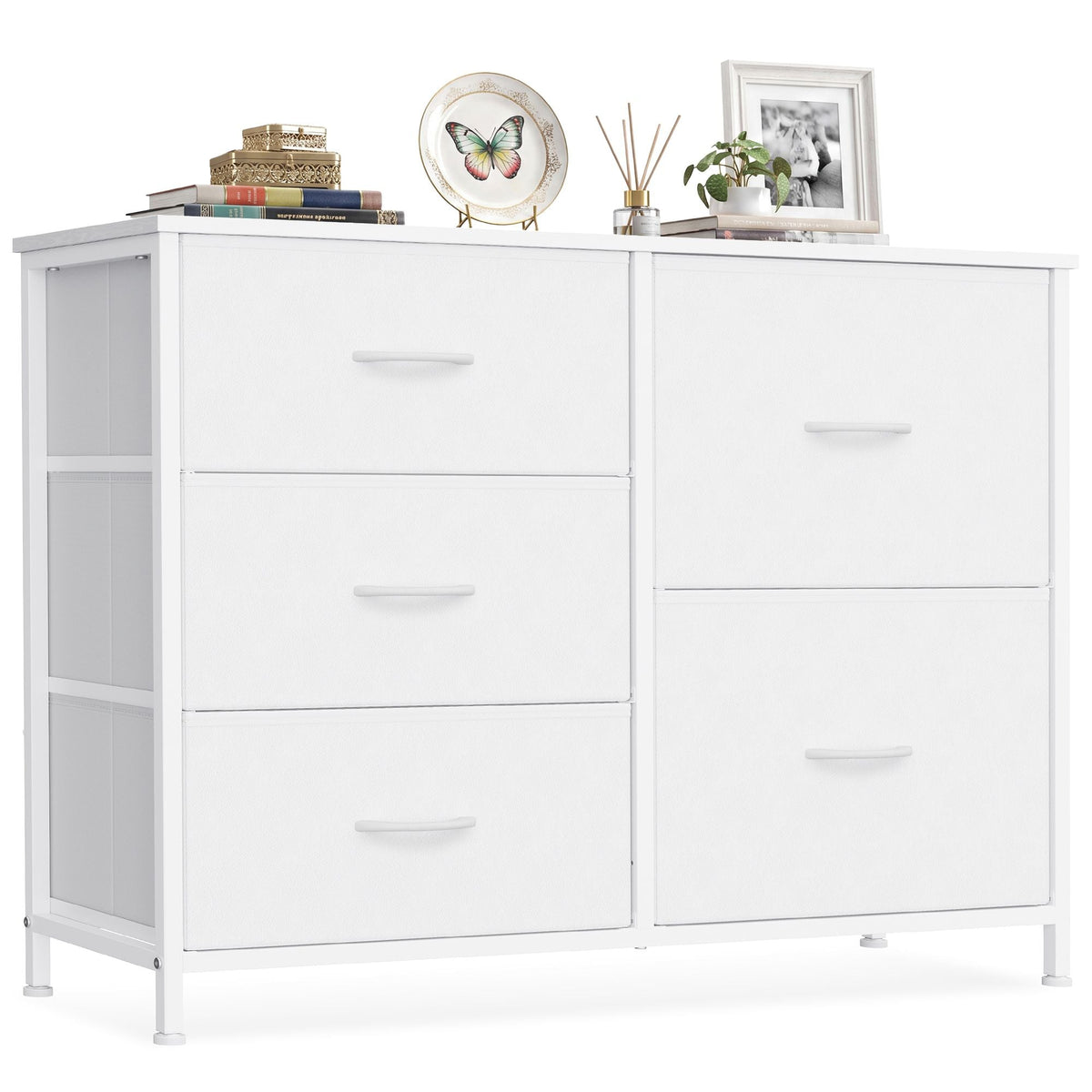 Storage Cabinet - With Doors and Adjustable Shelves - Cloud White - 98.7 x 30 x 74.7 cm