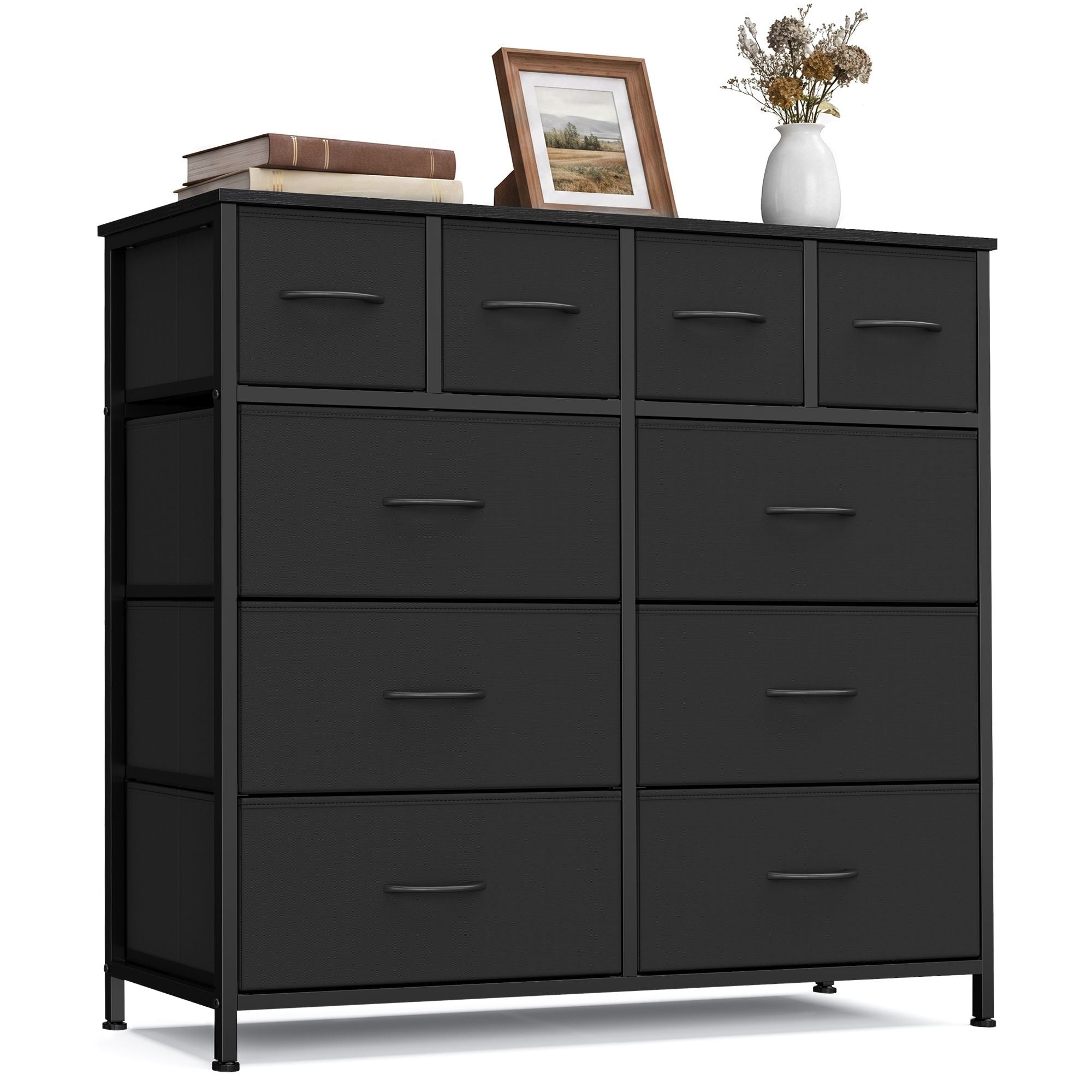 Storage Cabinet - With Doors and Adjustable Shelves - Ink Black - 98.7 x 30 x 96.2 cm