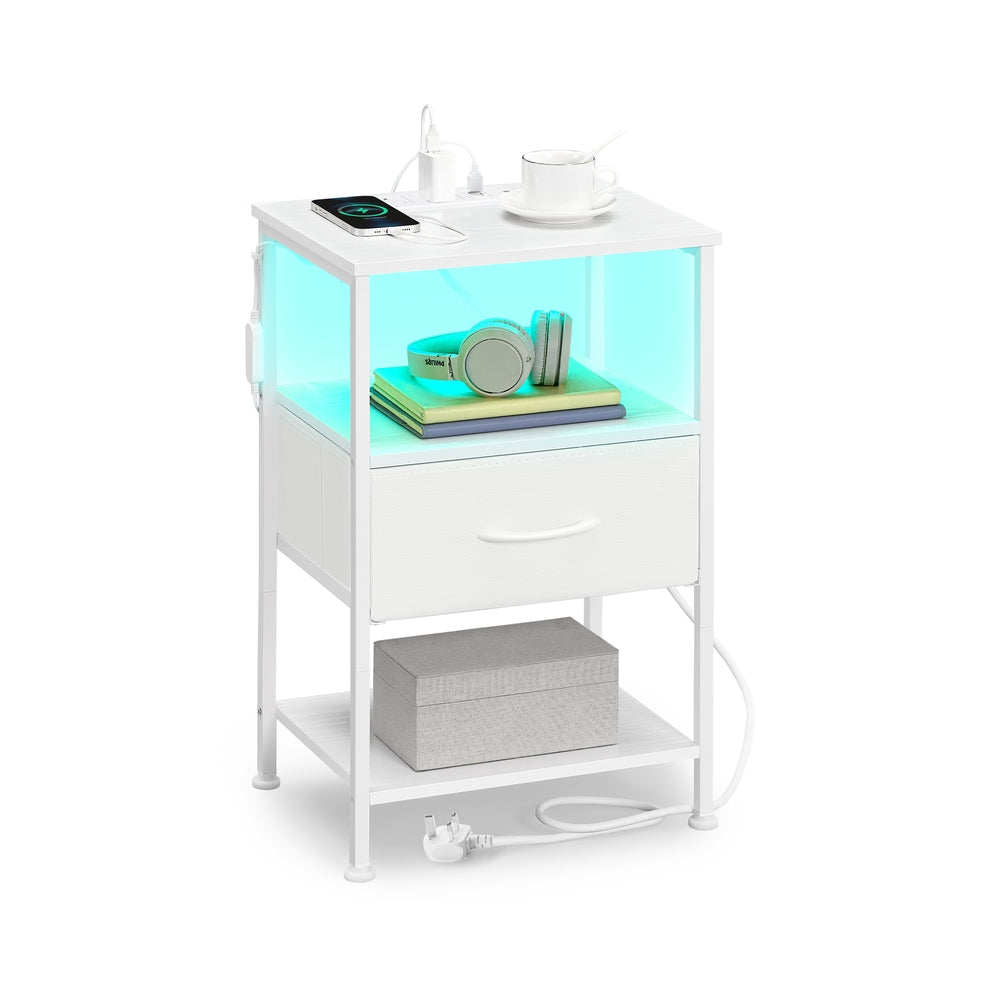 Bedside Table - 30L - Particleboard - Charging Station