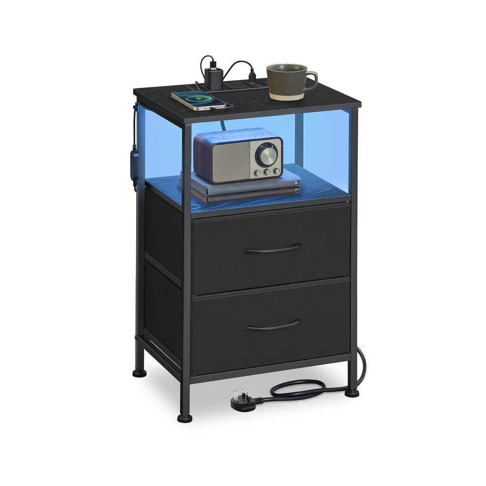Bedside Table - 30L - Particleboard - Charging Station